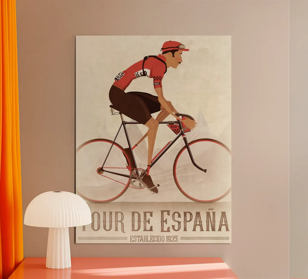 Gara ciclistica d'epoca Tour de Espana poster con telaio in legno da Thomas