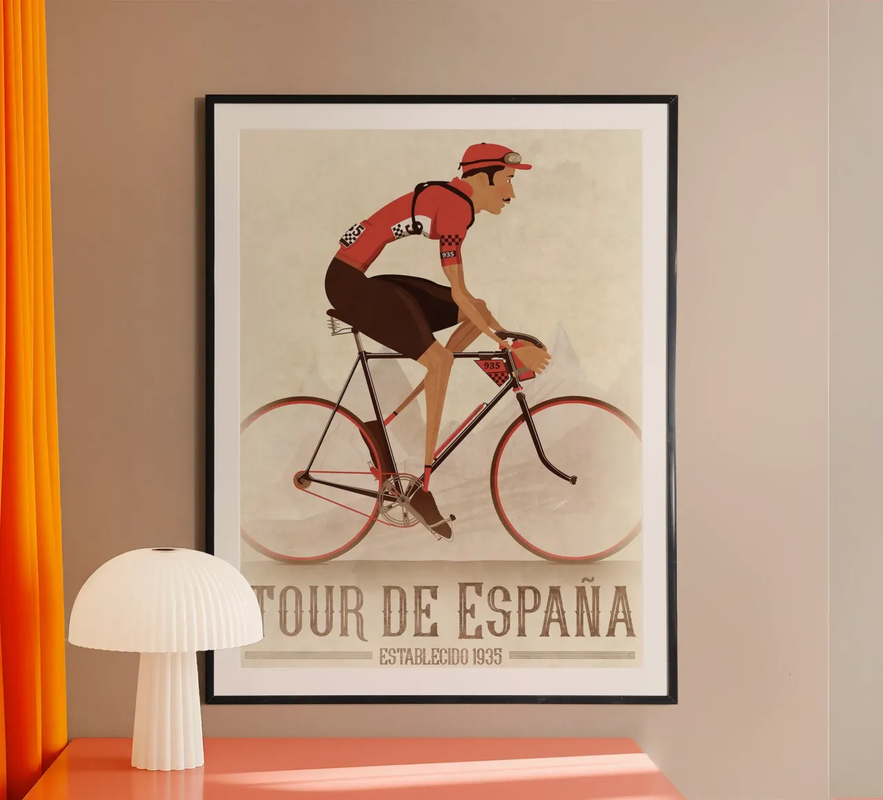 Gara ciclistica d'epoca Tour de Espana poster con telaio in legno da Thomas