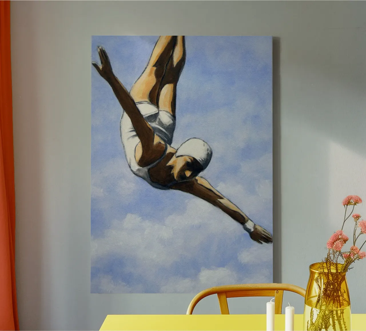 Duiker in de wolken II canvas met Baklijst van Wallace