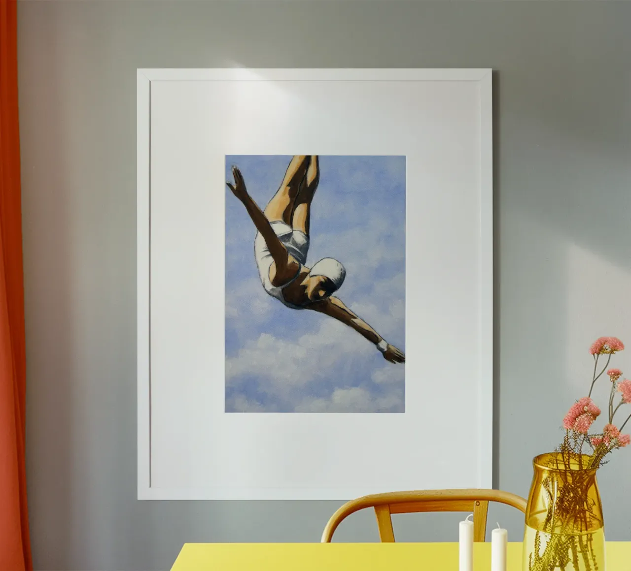 Tuffo tra le nuvole II poster con telaio in alluminio da Wallace
