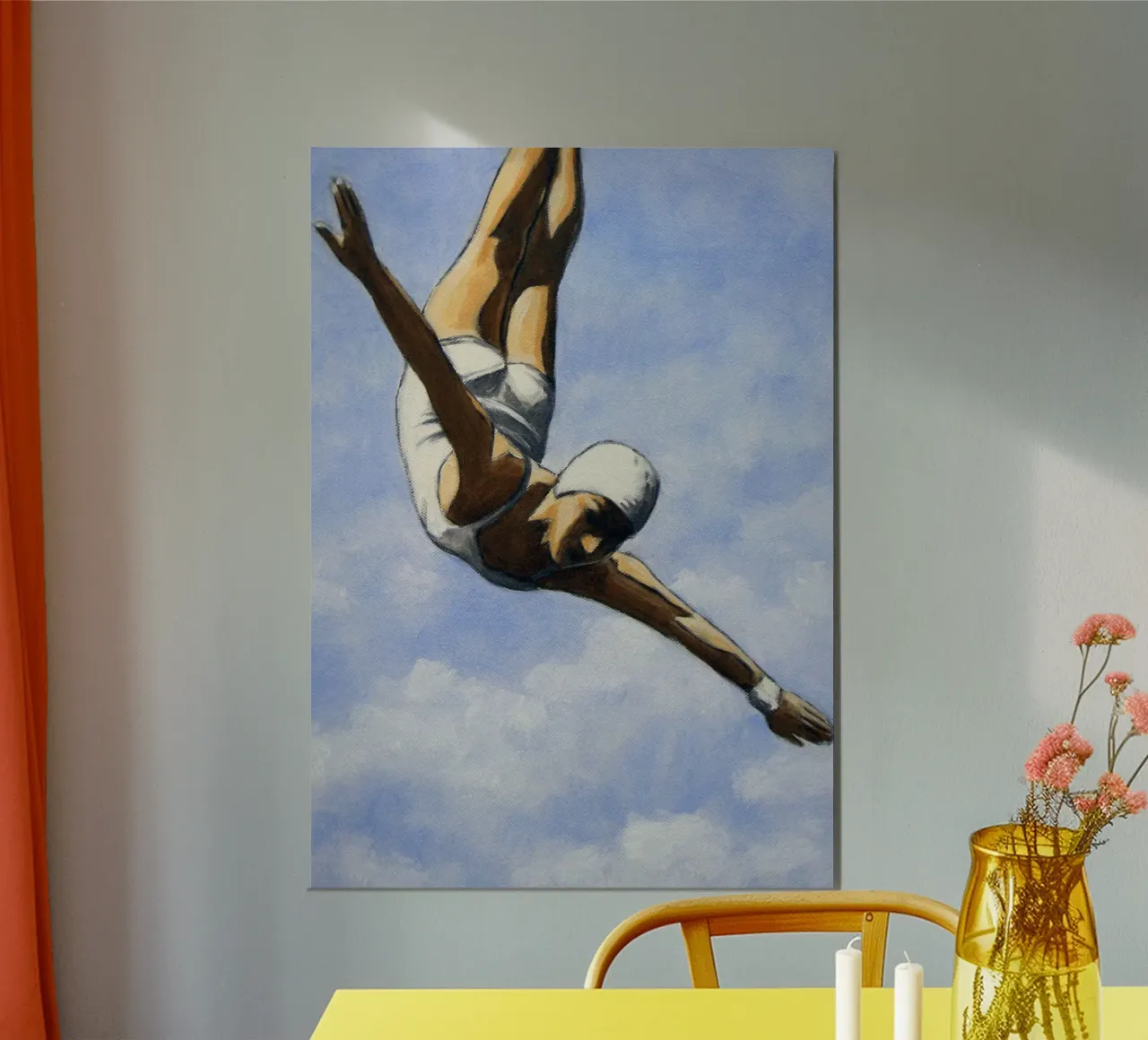 Tuffo tra le nuvole II poster con telaio in alluminio da Wallace