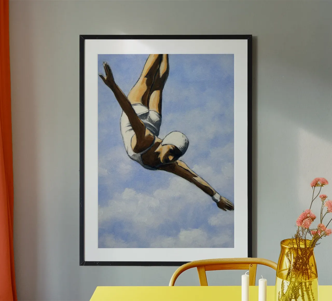Tuffo tra le nuvole II poster con telaio in alluminio da Wallace