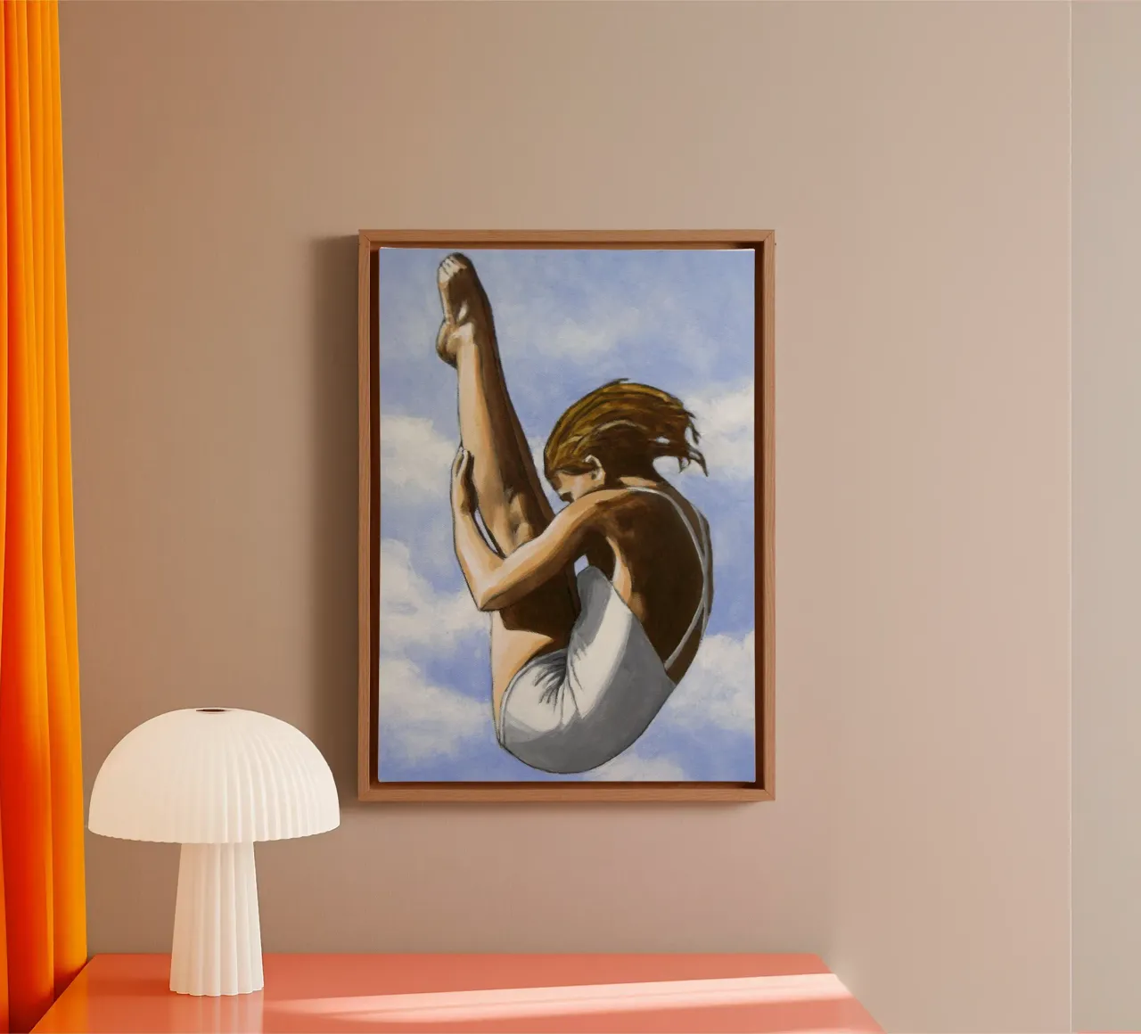 Diver Without Cap canvas with Floater frame by Wallace