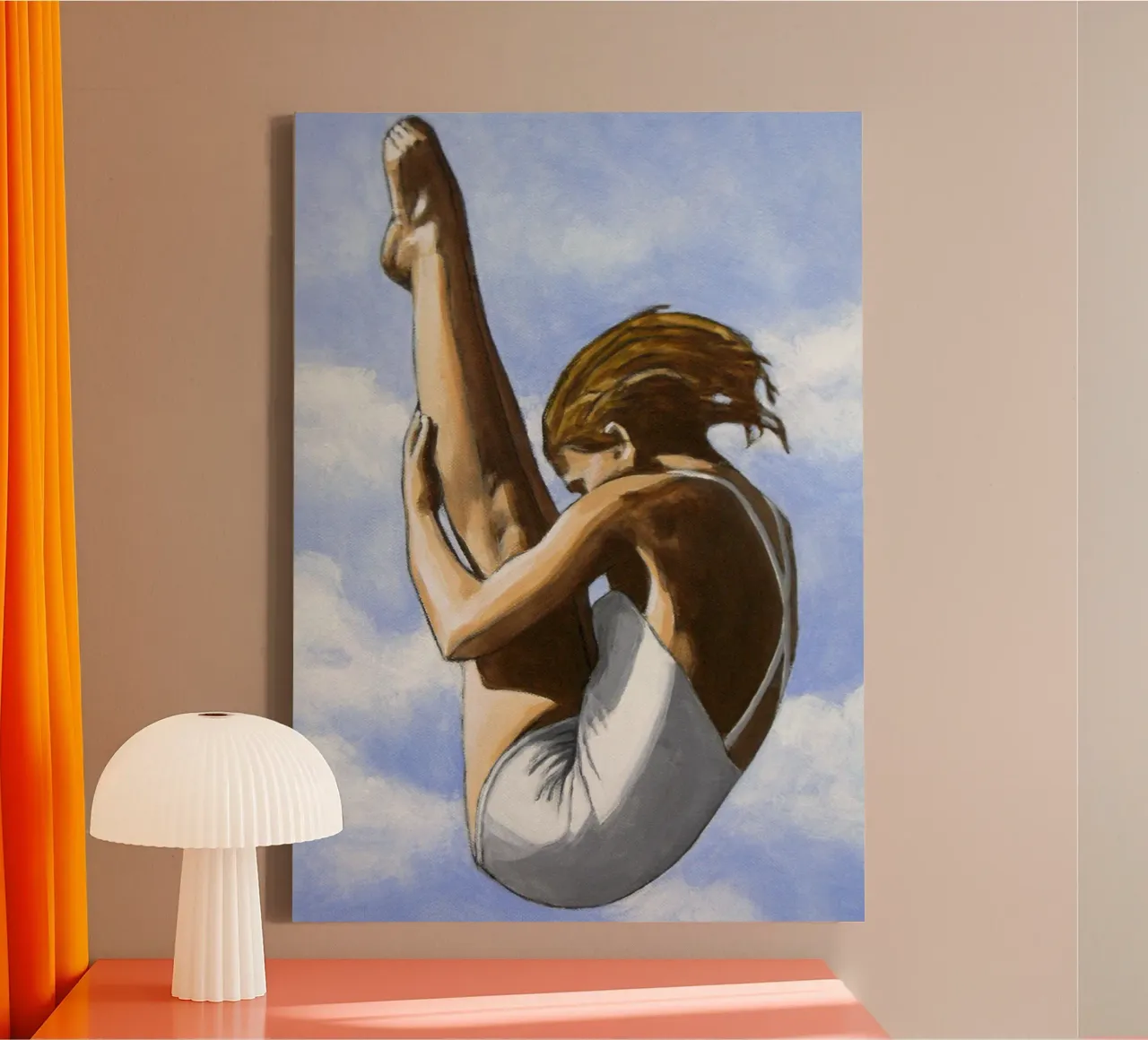 Diver Without Cap canvas with Floater frame by Wallace