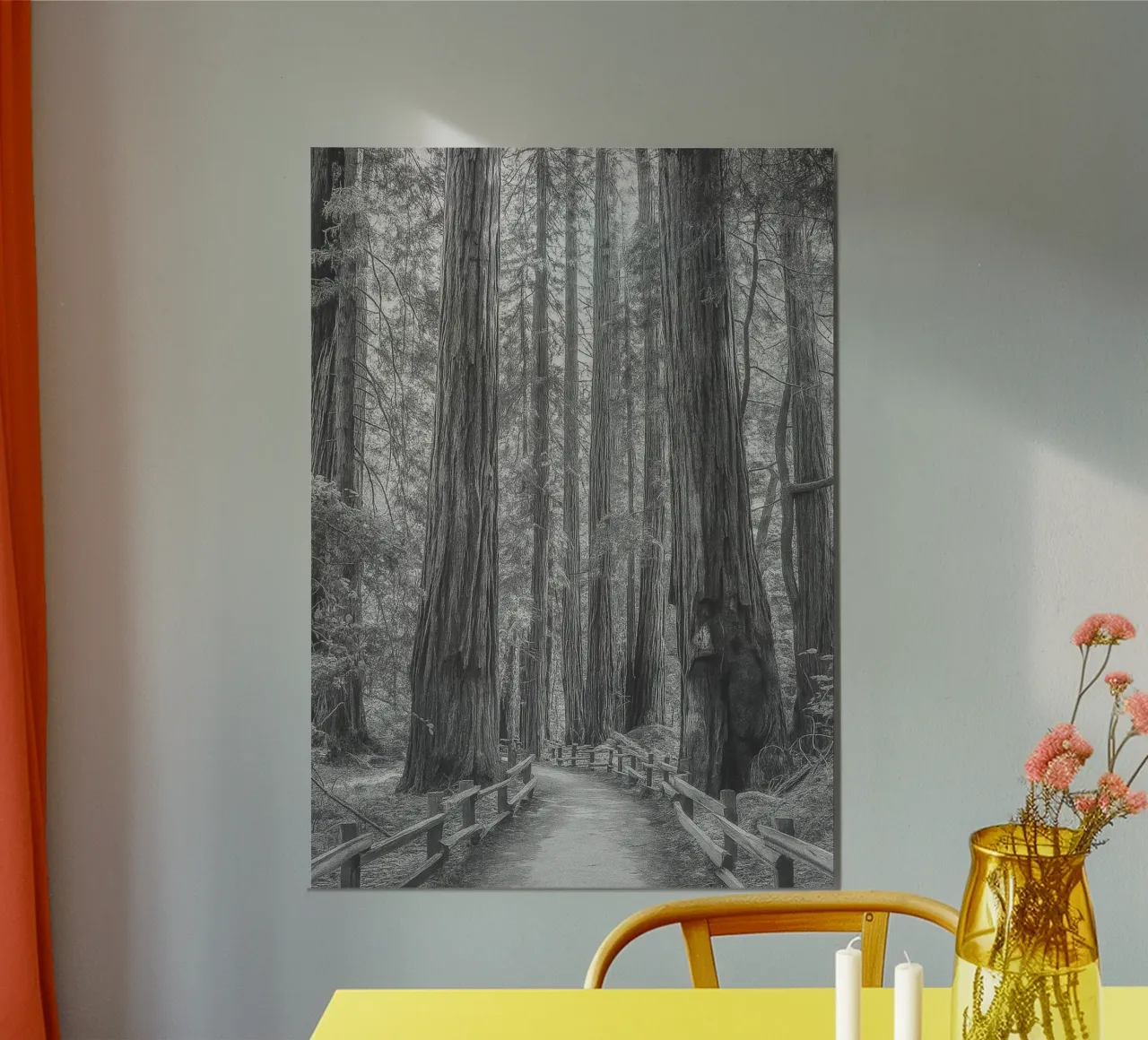 strada forestale fotografia in bianco e nero poster da roosses