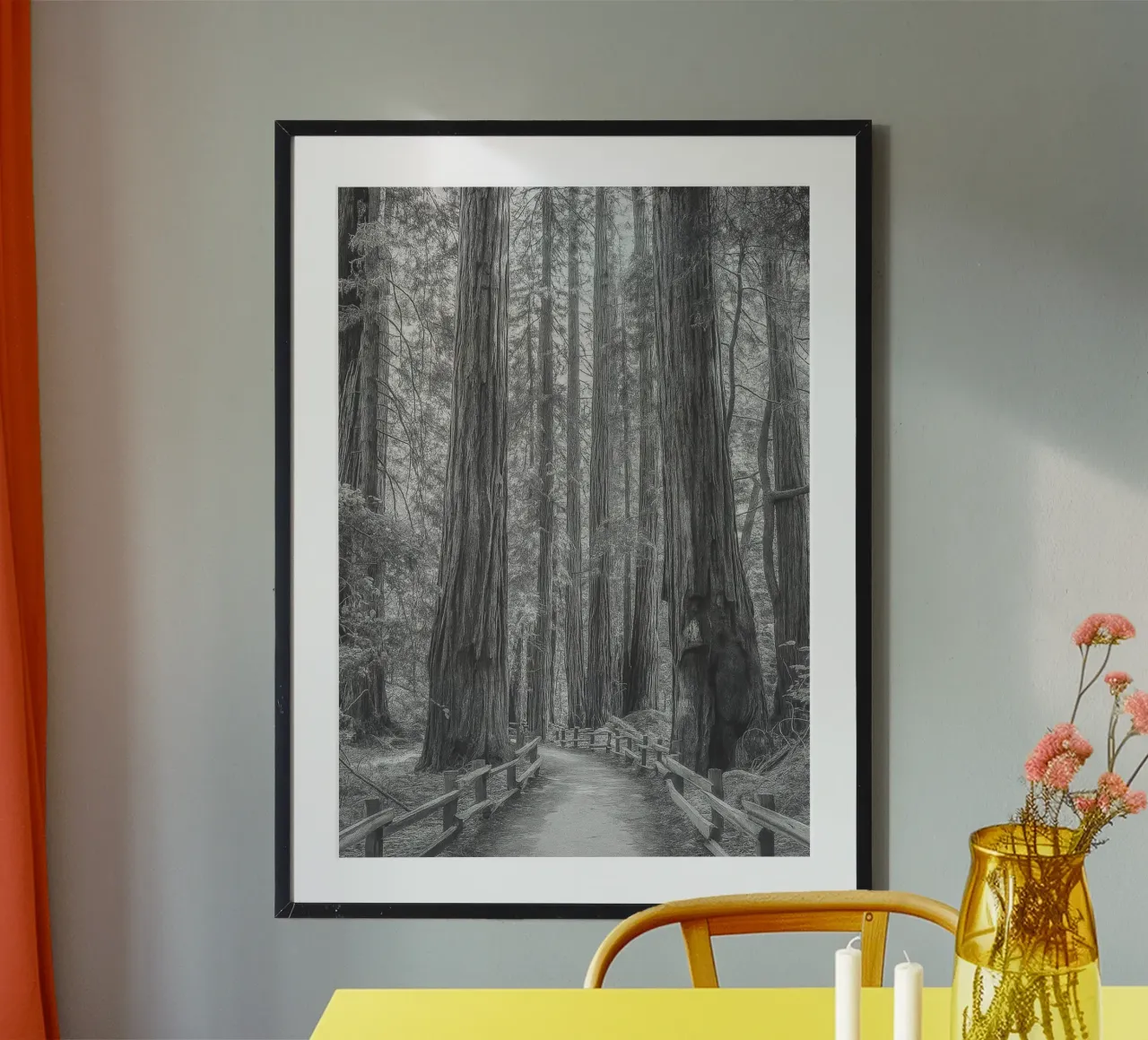 strada forestale fotografia in bianco e nero poster da roosses