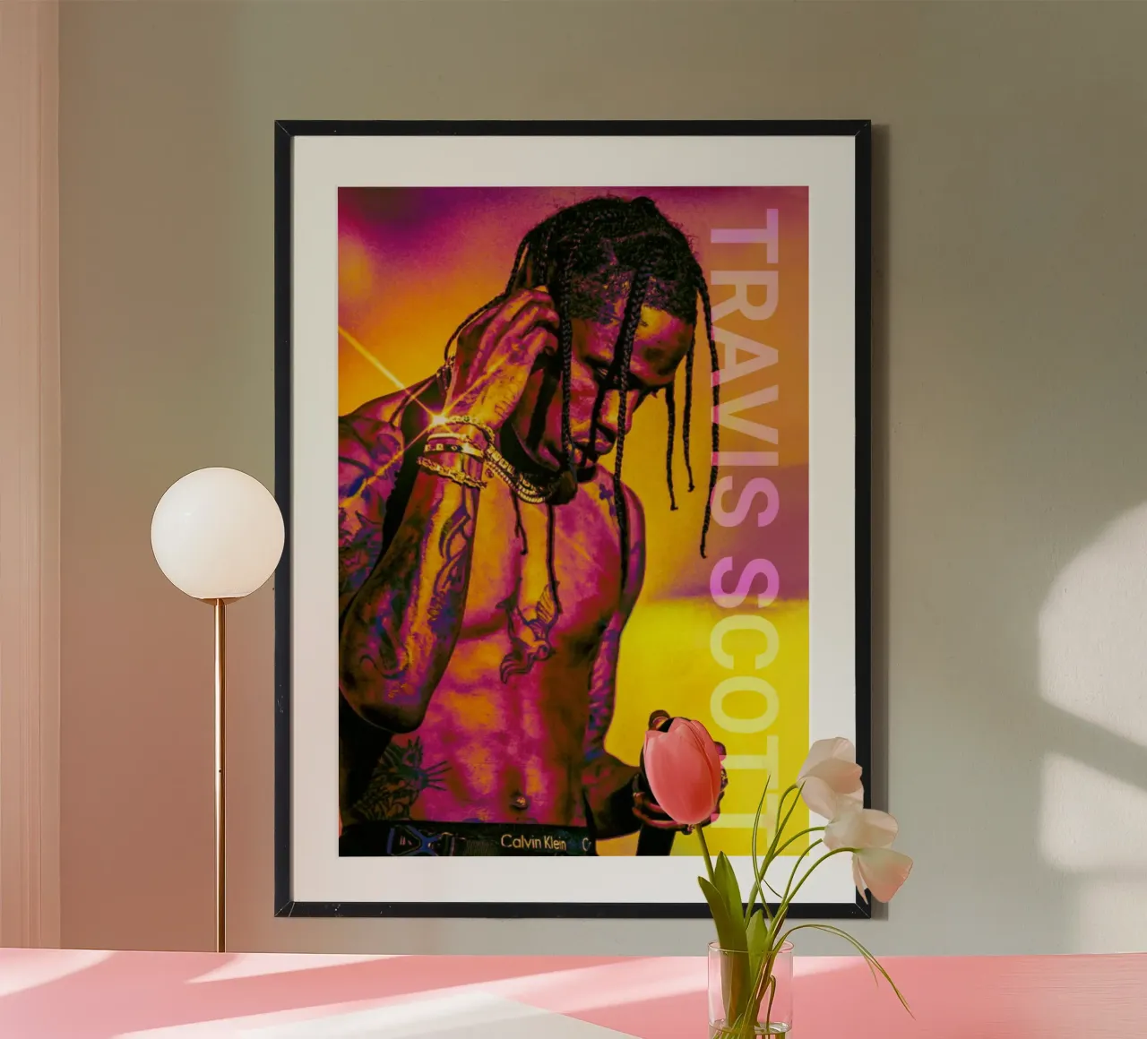 Travis Scott hip-hop poster con telaio in alluminio da Lembayung art