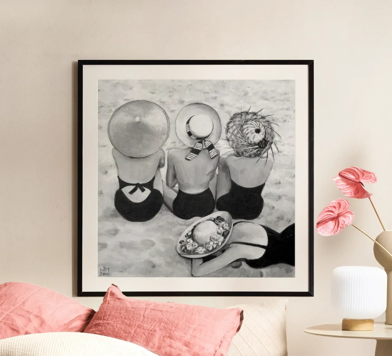 Quattro cappelli da sole poster con telaio in legno da Wallace