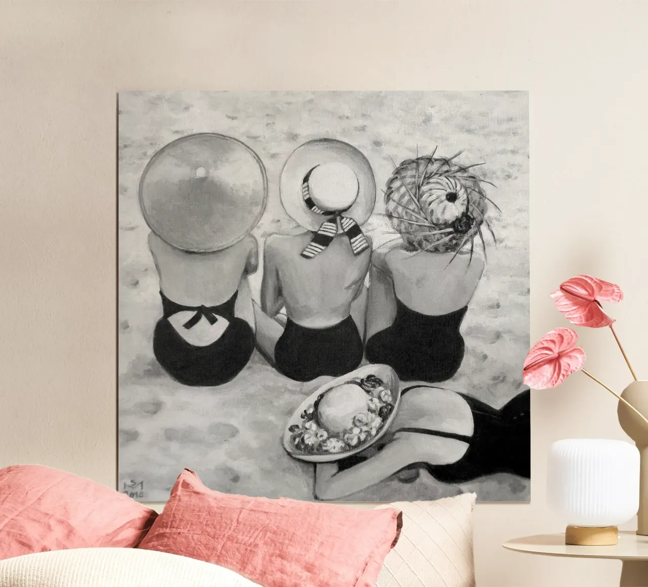 Quattro cappelli da sole poster con telaio in legno da Wallace