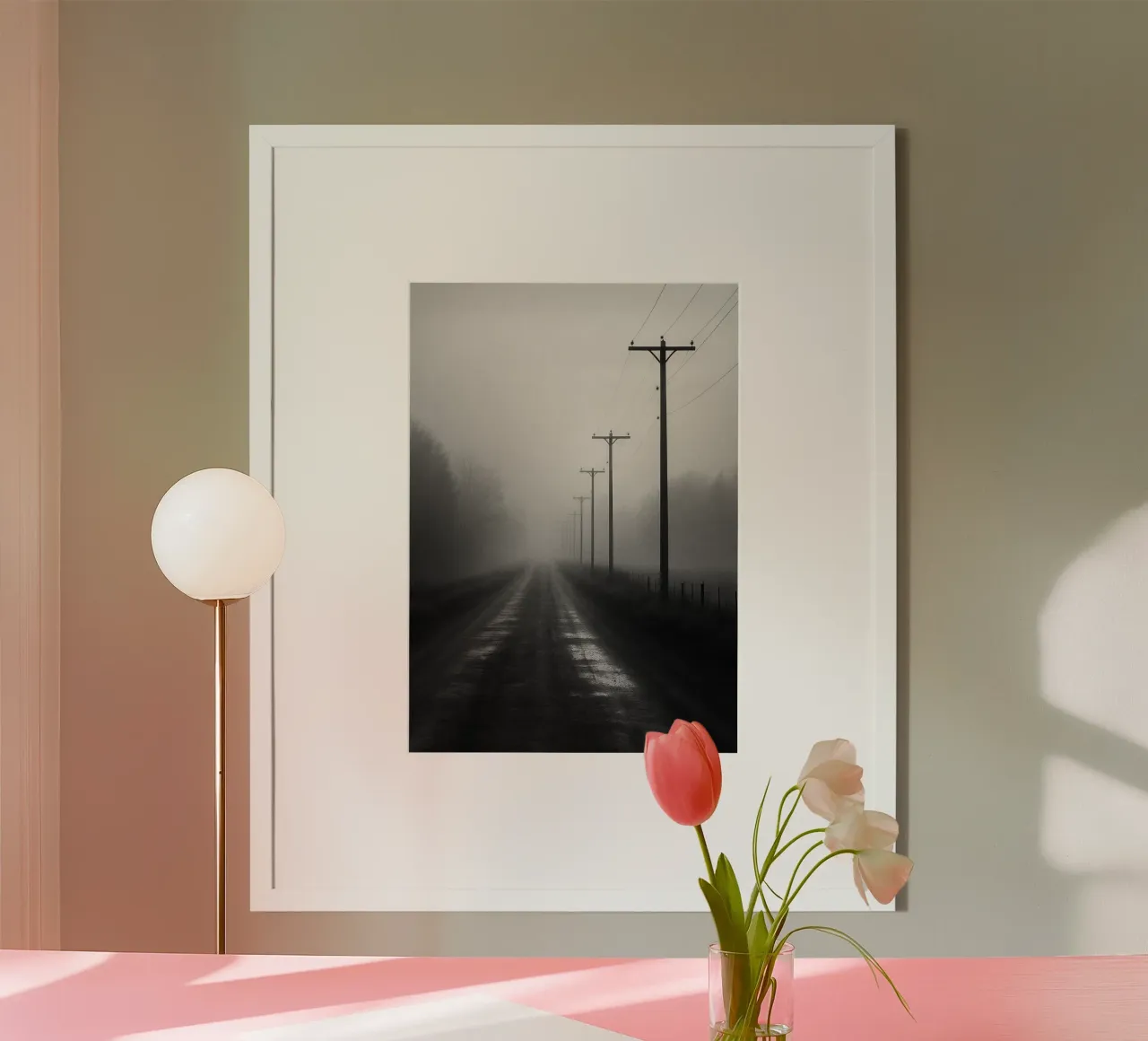 palo elettrico sul lato della strada foto in bianco e nero poster da roosses