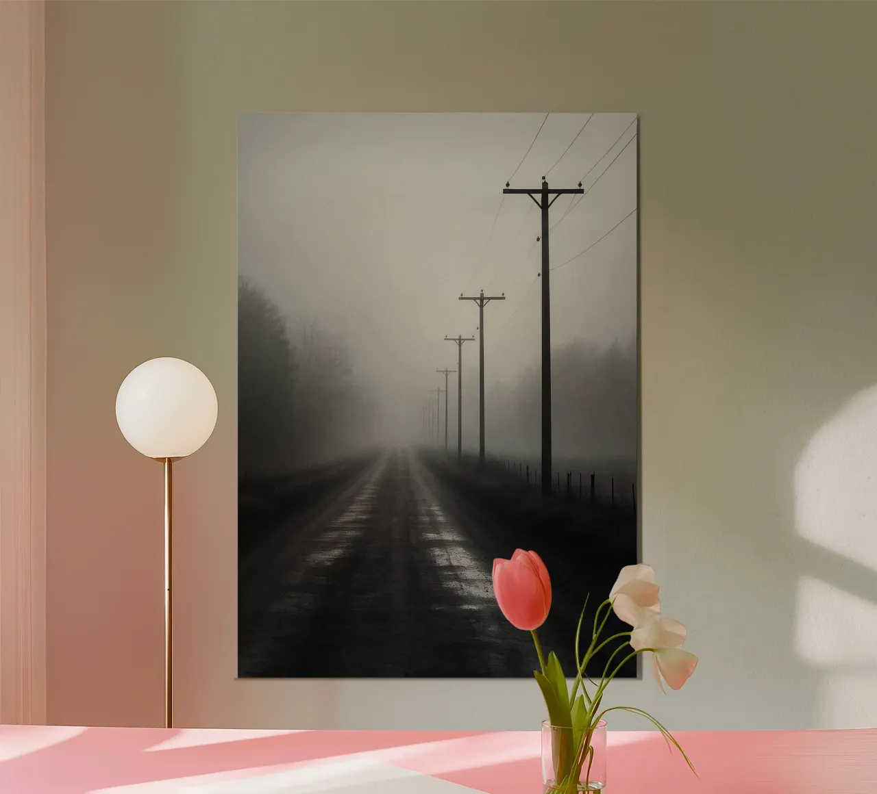 palo elettrico sul lato della strada foto in bianco e nero poster da roosses