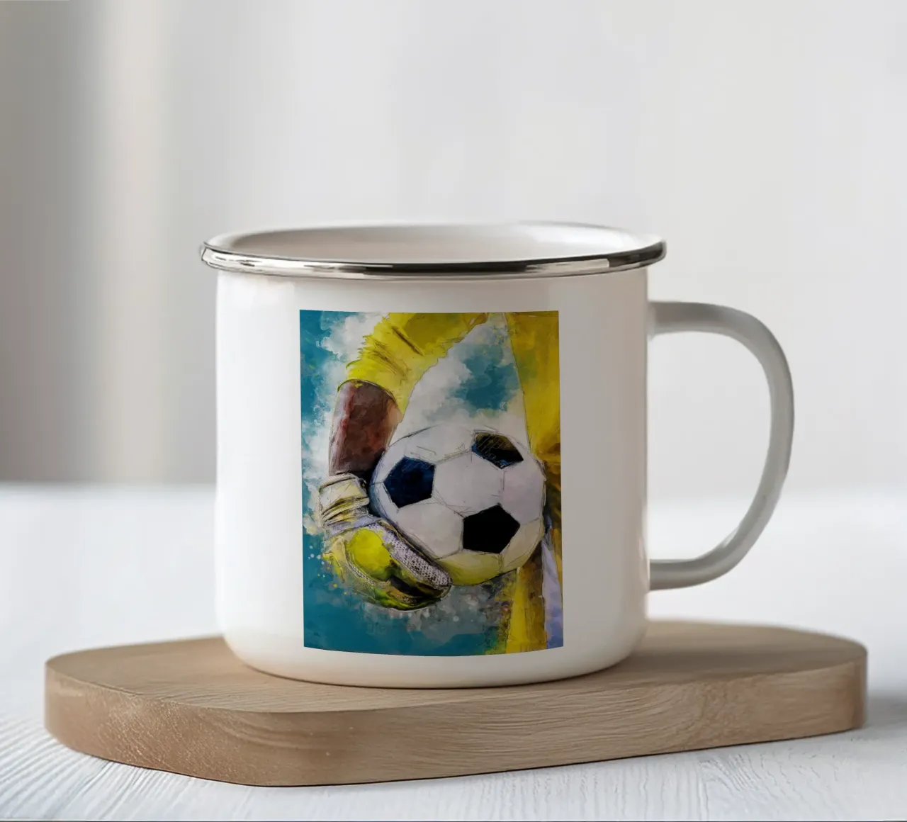 Portiere Giocatore di calcio sport art 4 tazza in smalto da Justyna Jaszke JBJart