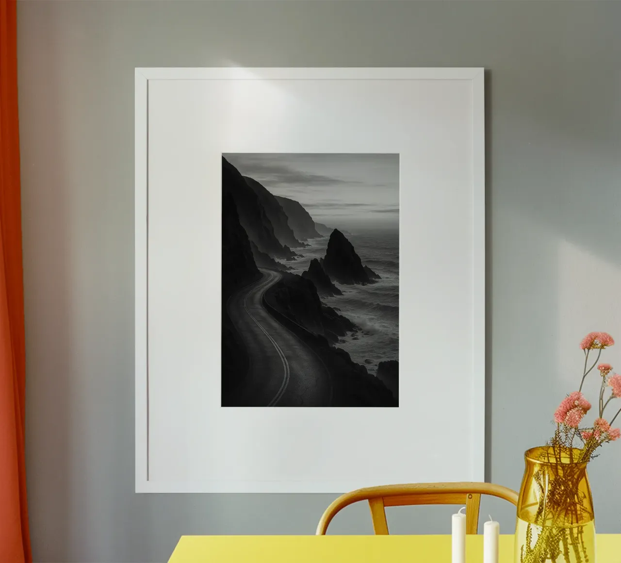 strada costiera fotografia in bianco e nero poster da roosses