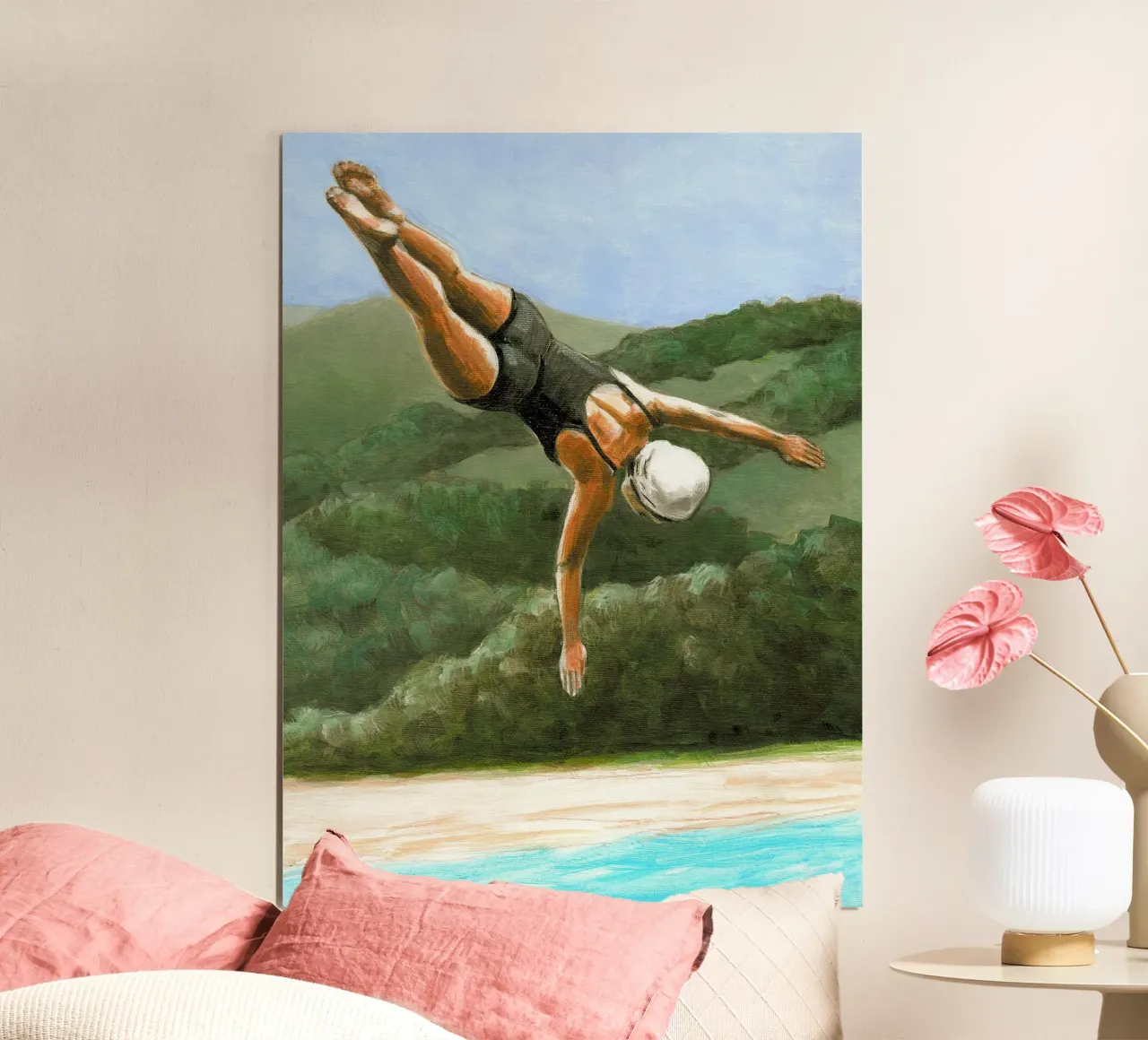 Maglia artistica poster con telaio in legno da Wallace