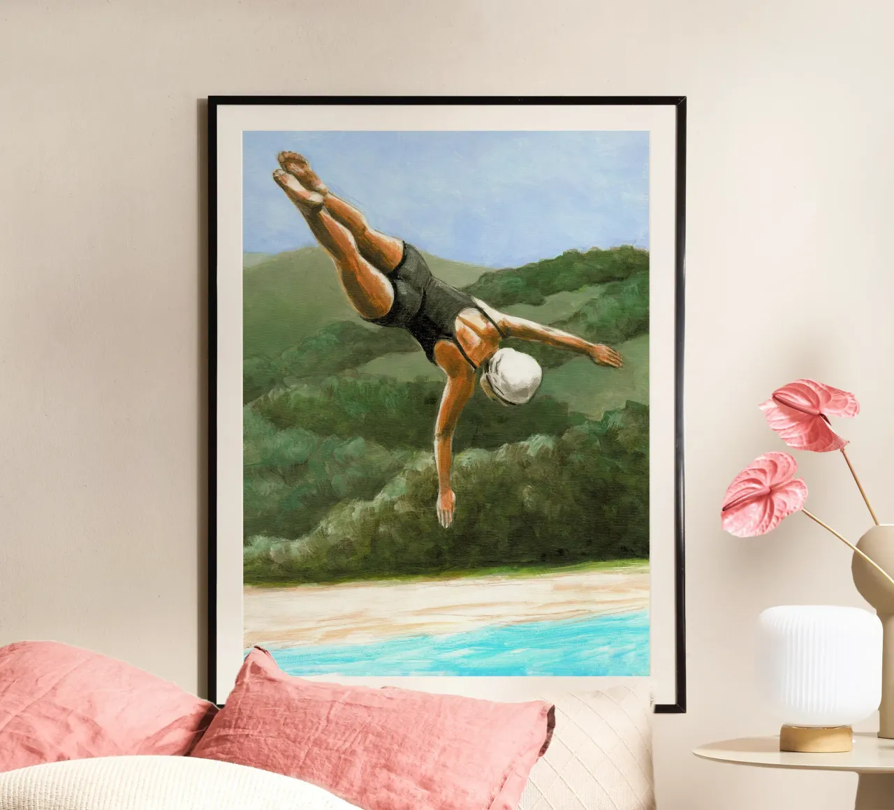 Maglia artistica poster con telaio in legno da Wallace