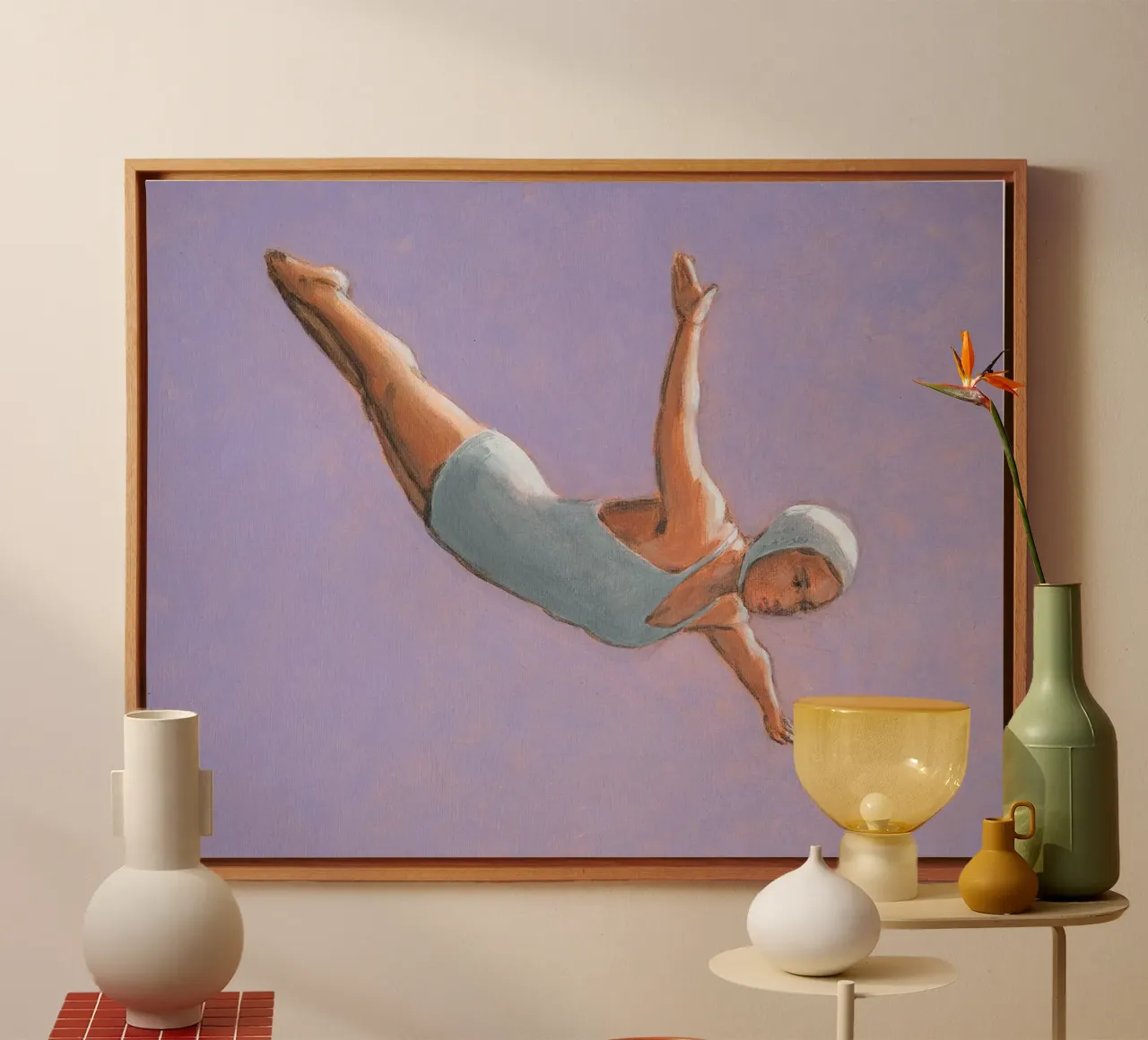 Lavanda High Diver tela con Cornice a cassetta da Wallace