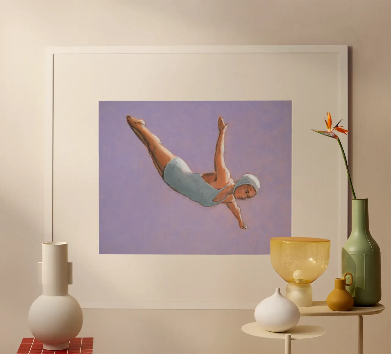 Lavanda High Diver poster con telaio in alluminio da Wallace