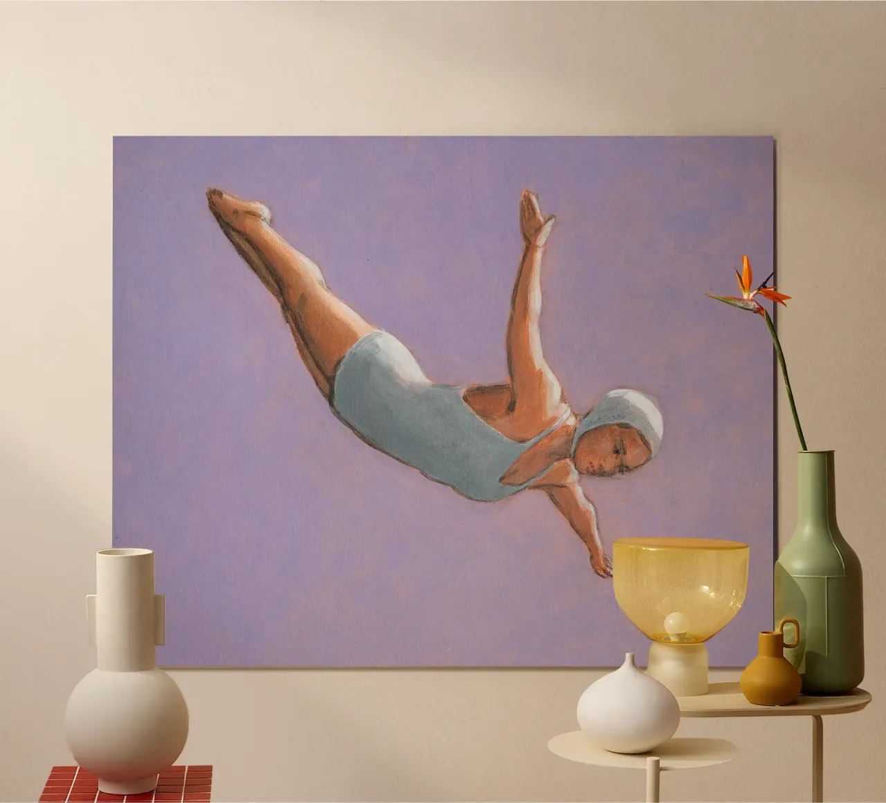Lavanda High Diver poster con telaio in alluminio da Wallace