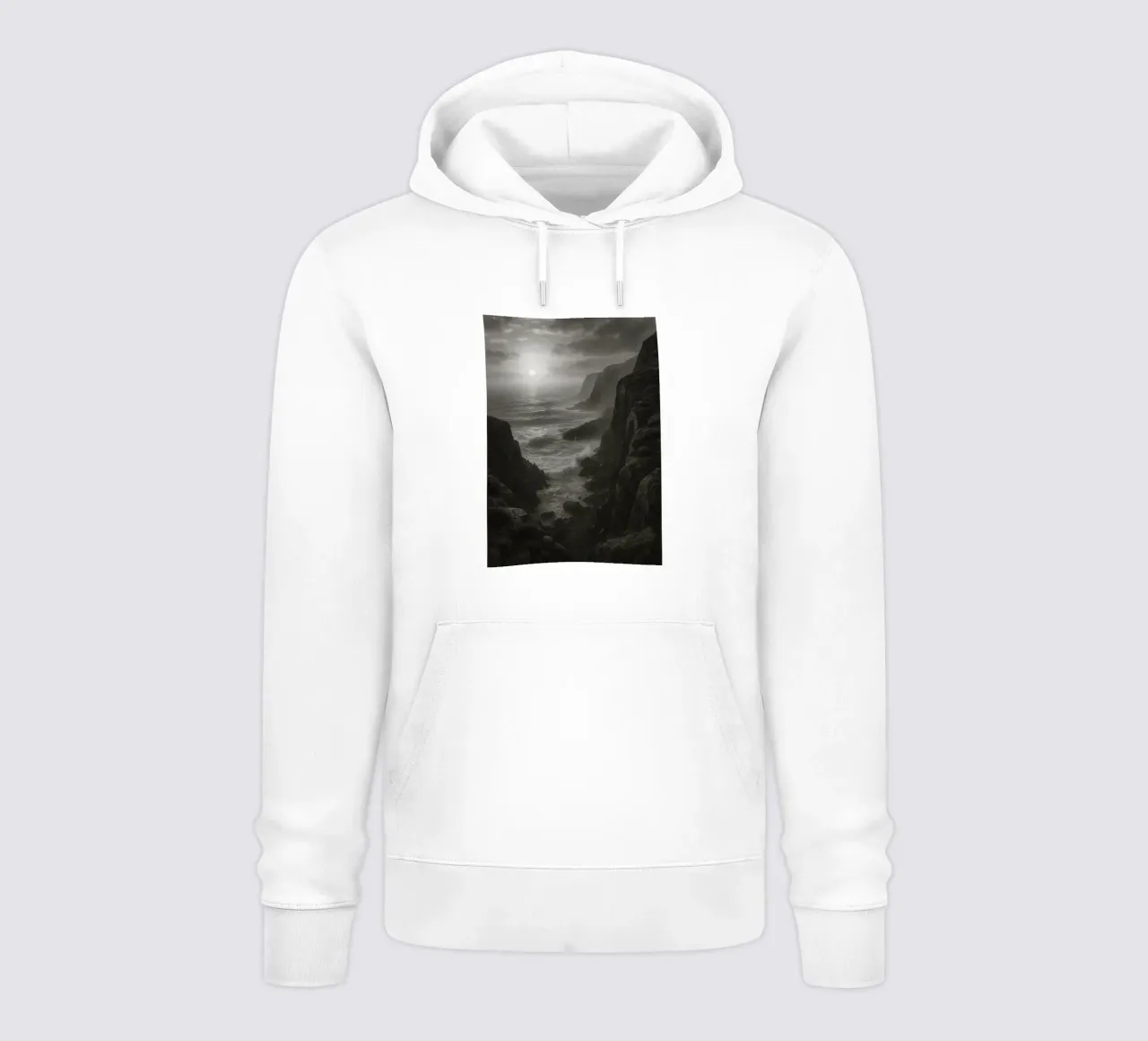 vue de la côte photographie en noir et blanc sweat à capuche de roosses