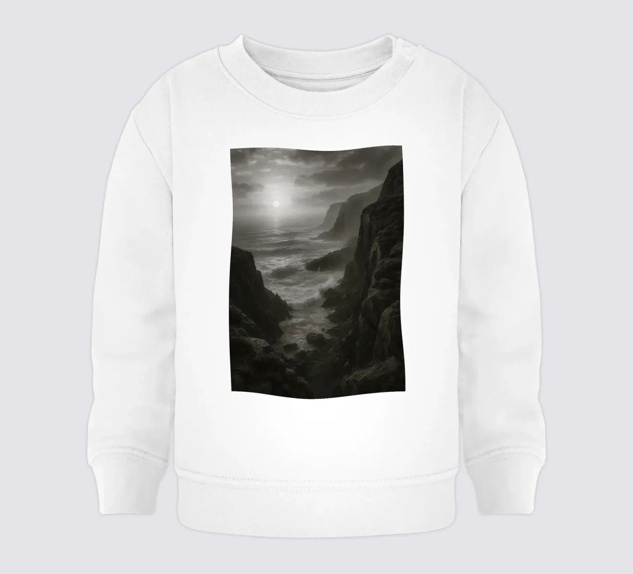 vue de la côte photographie en noir et blanc sweat pour bébé de roosses