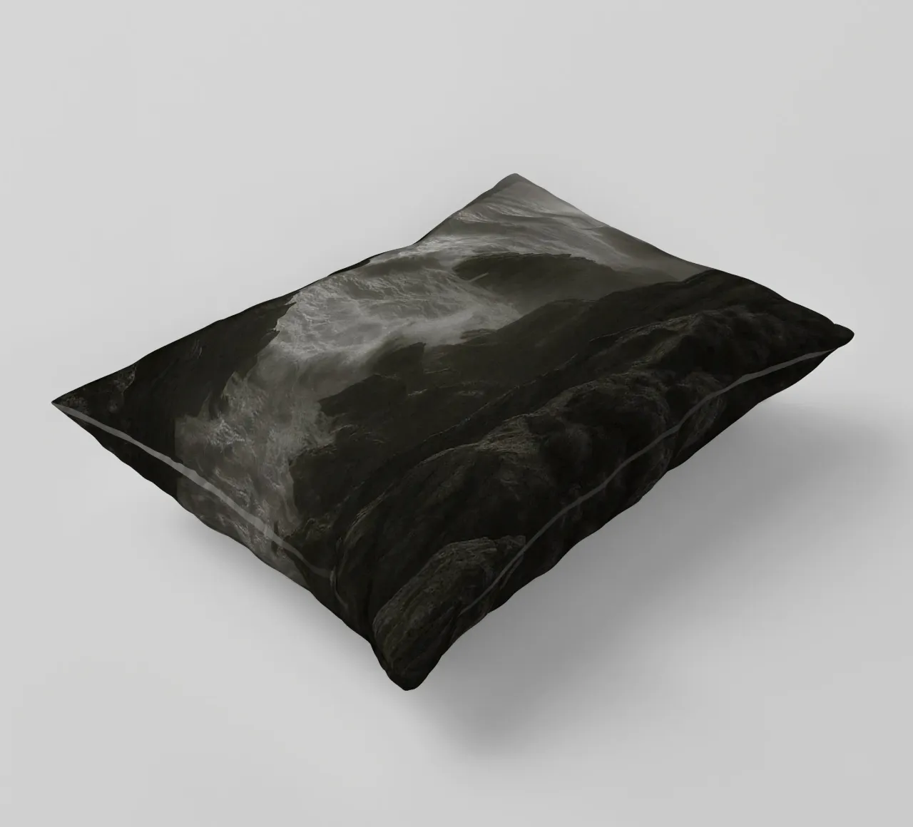 vue de la côte photographie en noir et blanc coussin de roosses
