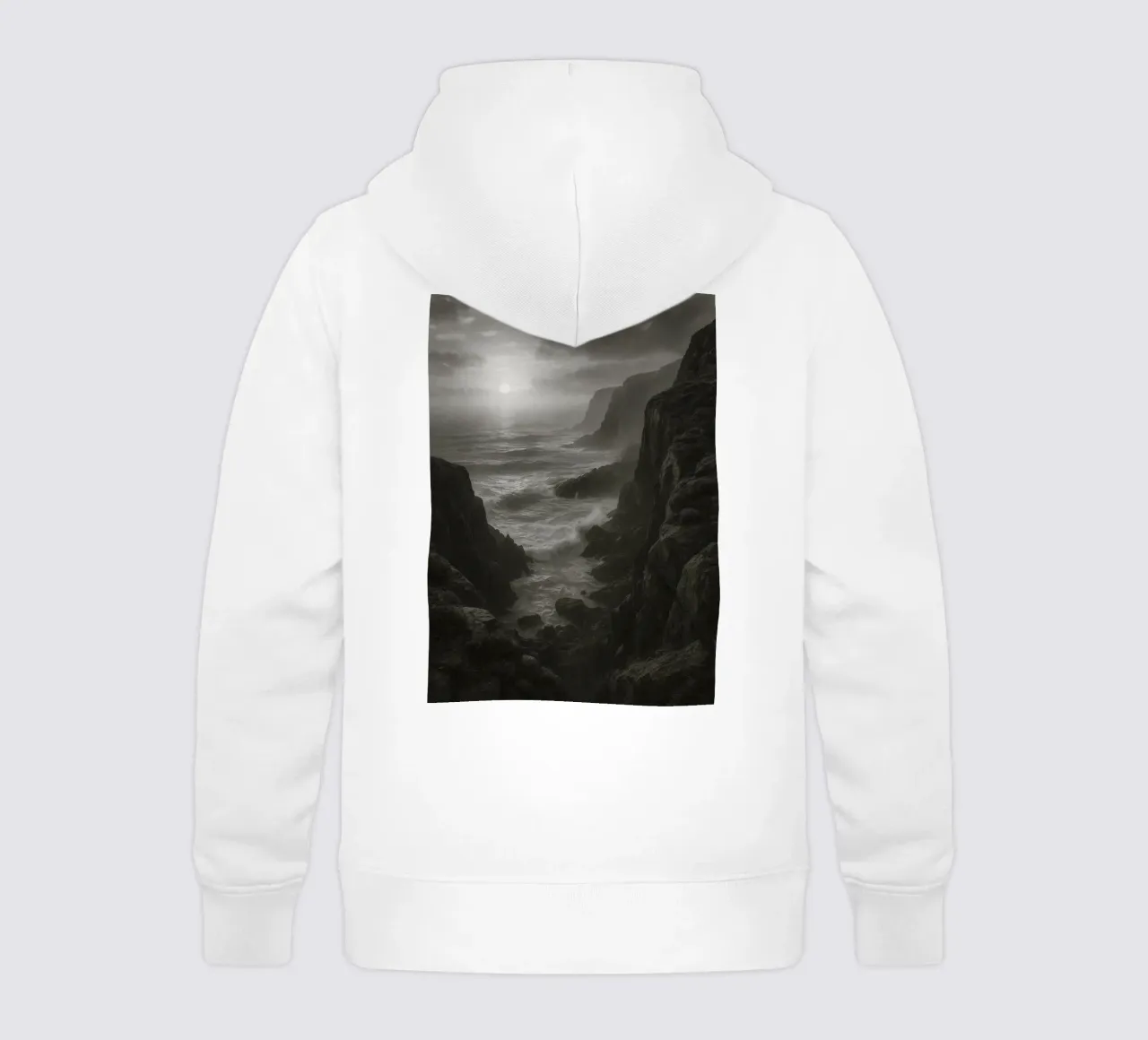 vue de la côte photographie en noir et blanc sweat à capuche enfant de roosses