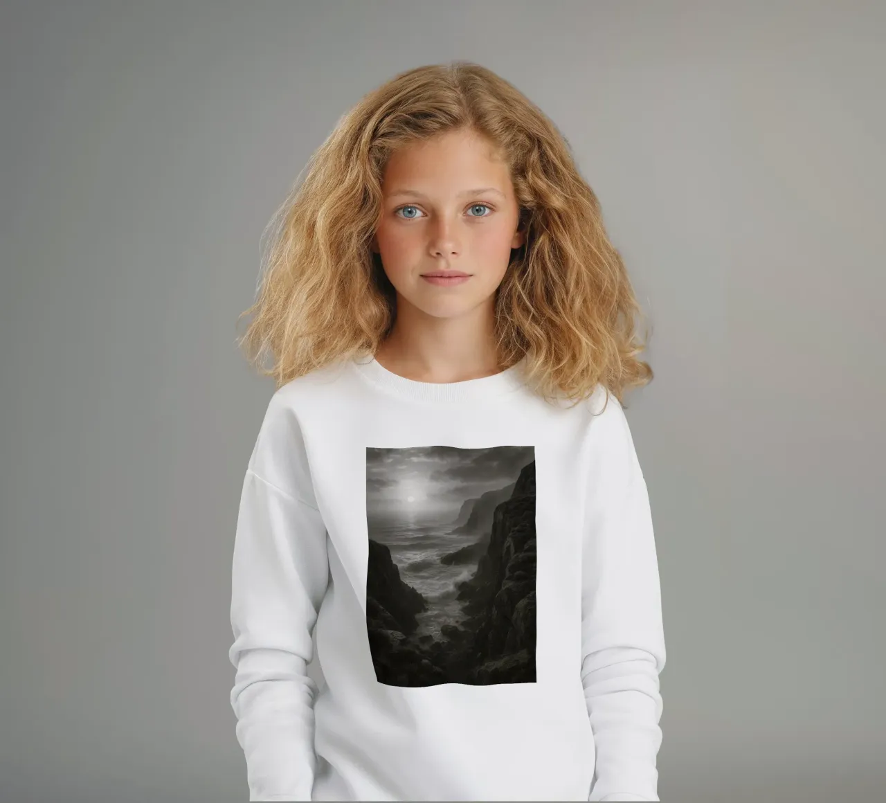 vue de la côte photographie en noir et blanc sweat enfant de roosses