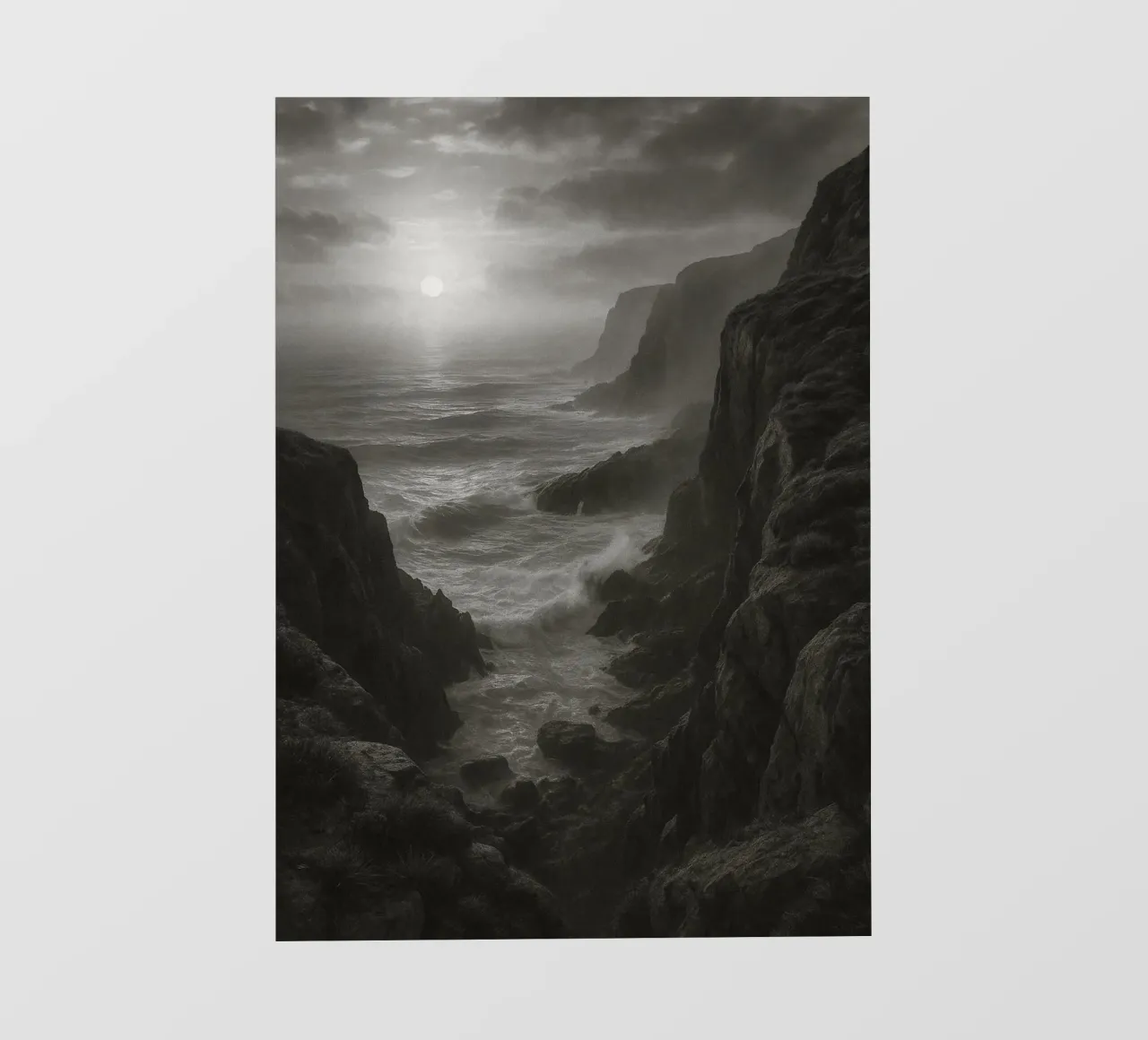 vue de la côte photographie en noir et blanc papier peint photo de roosses