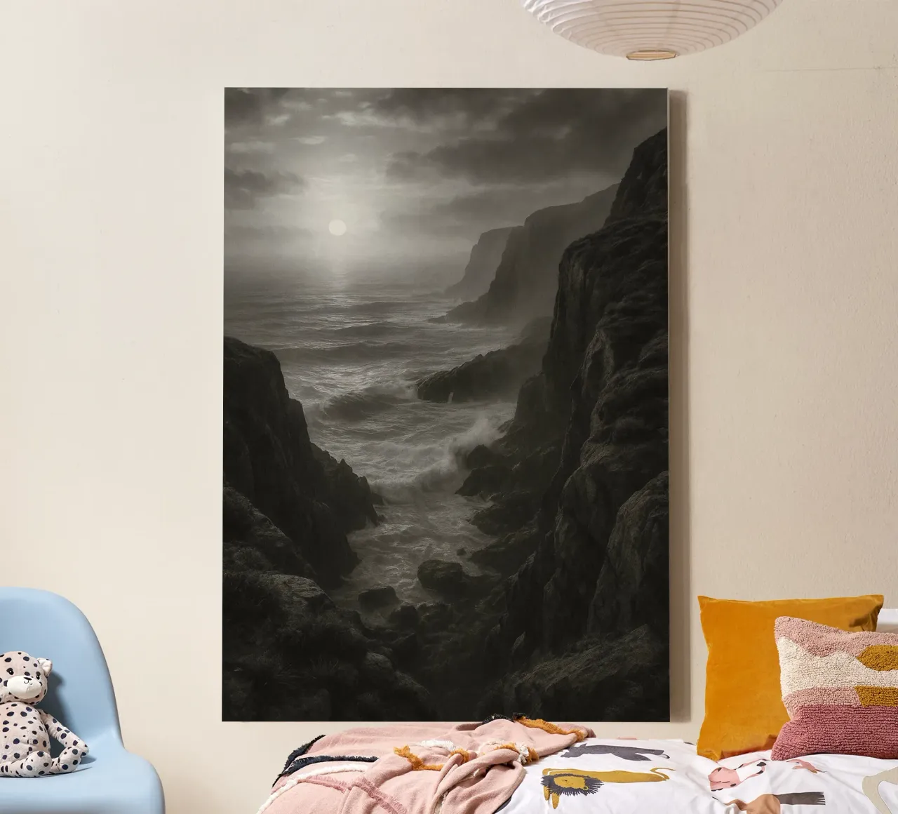 vue de la côte photographie en noir et blanc toile avec Caisse américaine de roosses