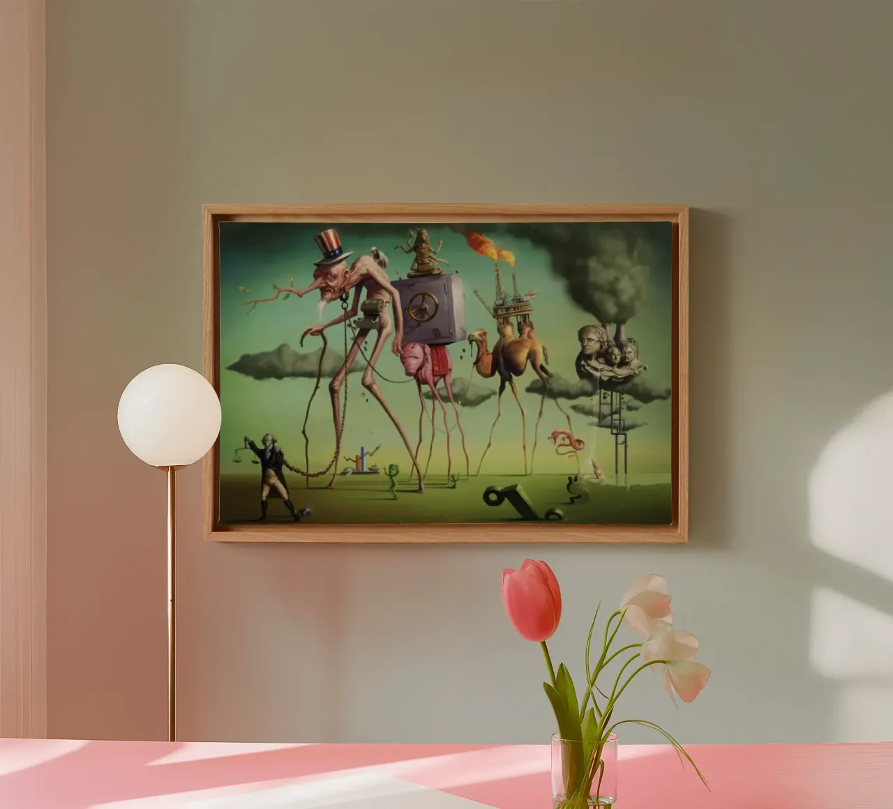 Salvador Dali Surrealist canvas met Baklijst van Rayretr