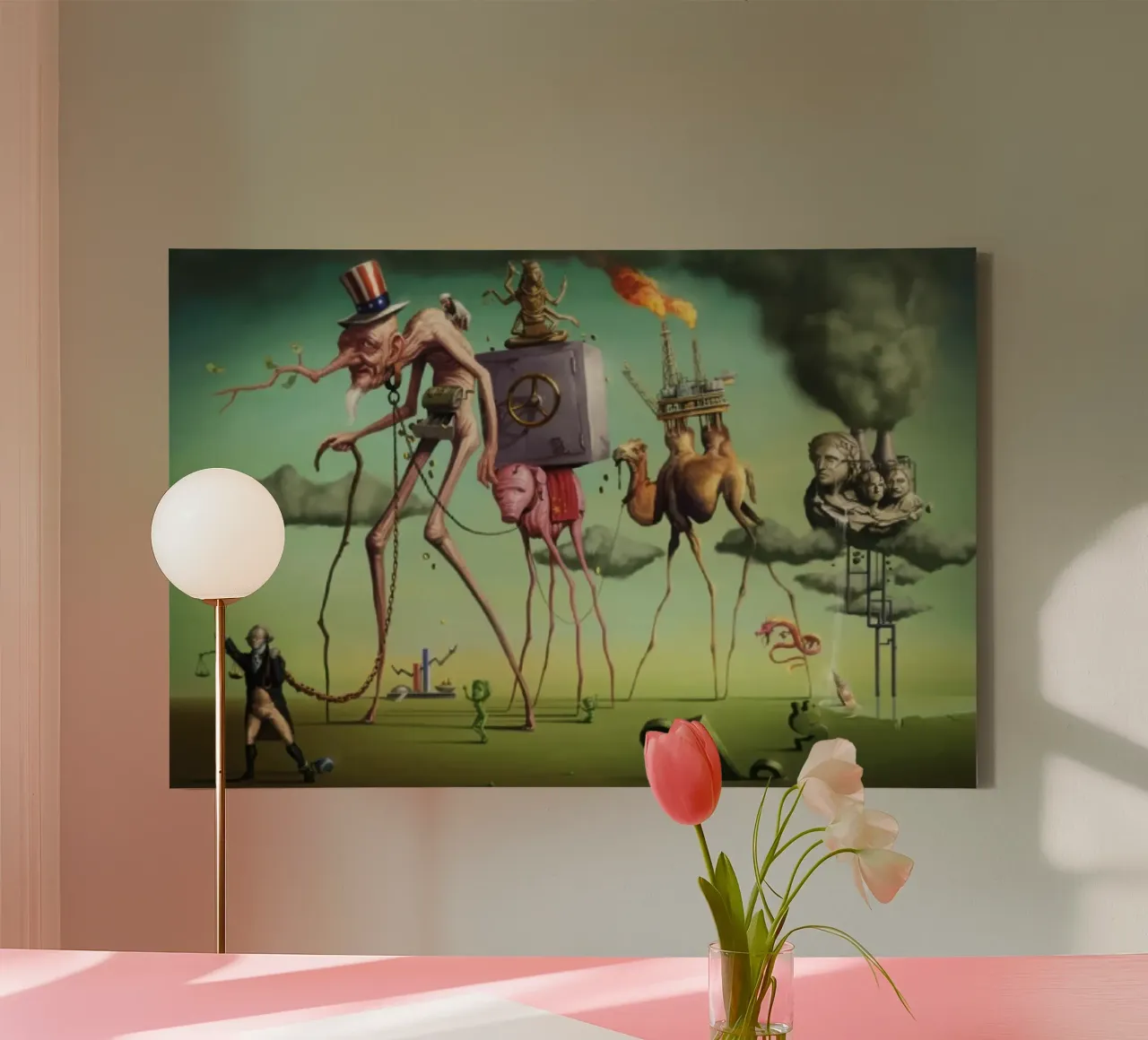 Salvador Dali Surrealist canvas met Baklijst van Rayretr
