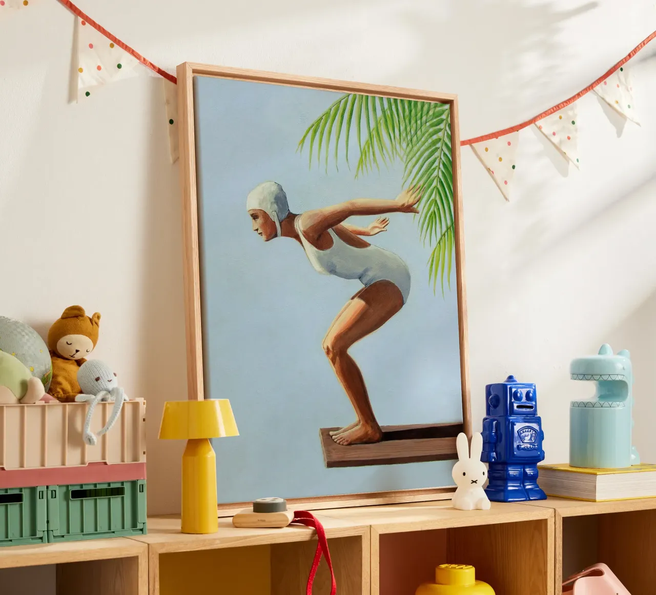Bereit zum Sprung Leinwand mit Schattenfugenrahmen von Wallace