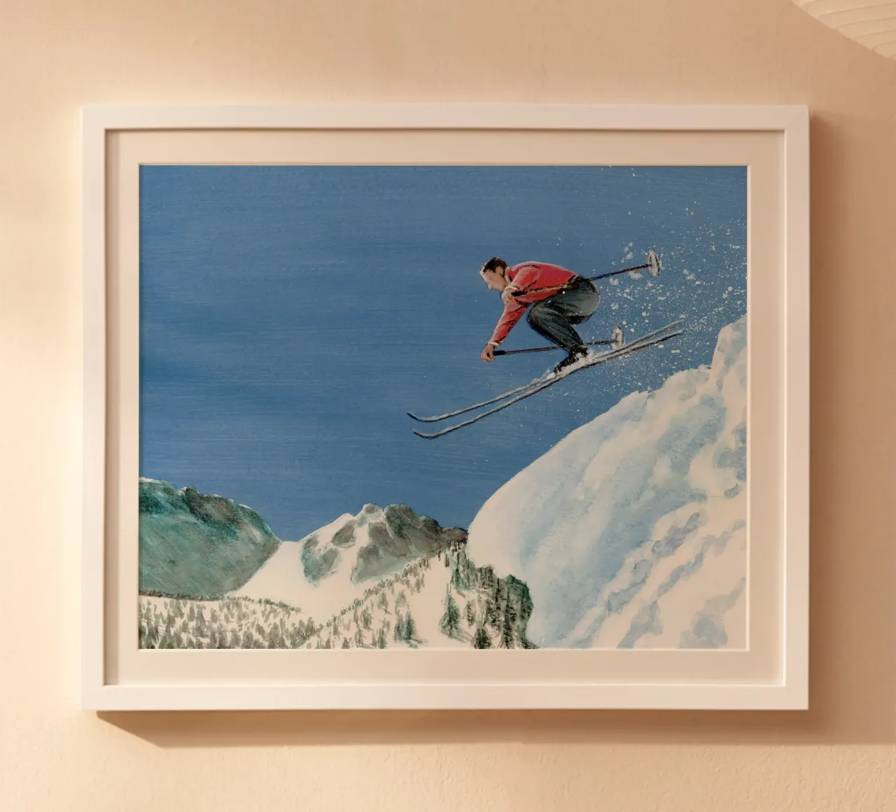 Maglia da sci con maglione rosso poster da Wallace