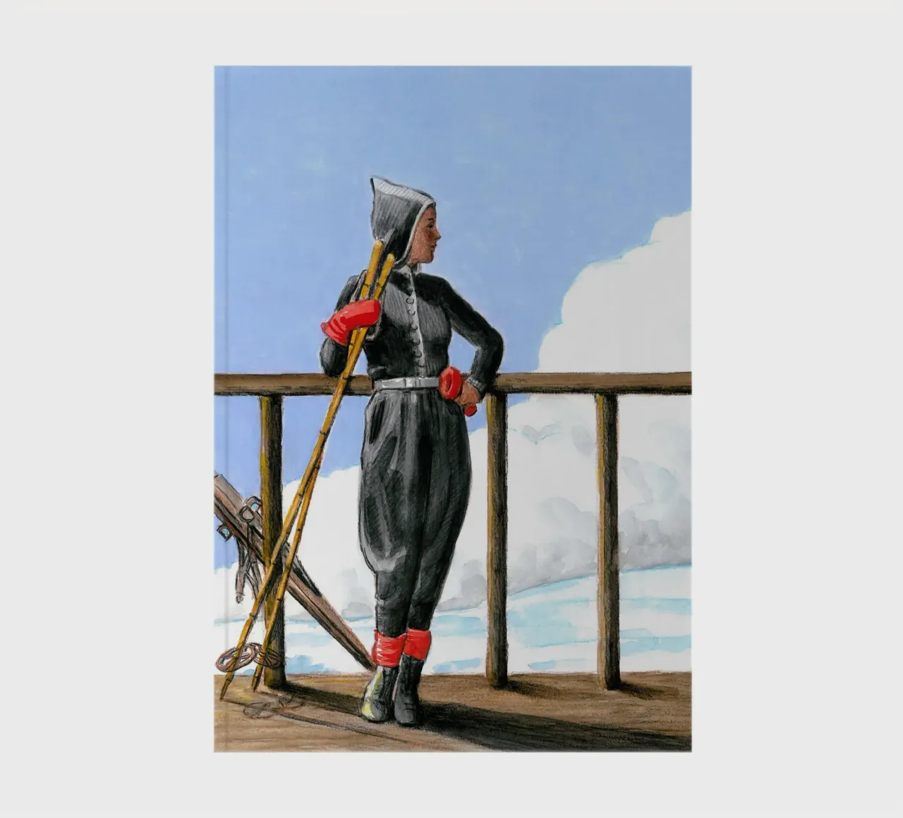 Skier with Red Gloves notebook by Wallace