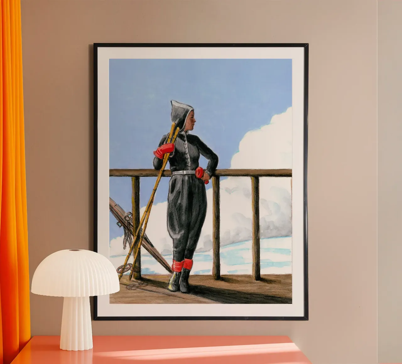 Sciatore con guanti rossi poster da Wallace