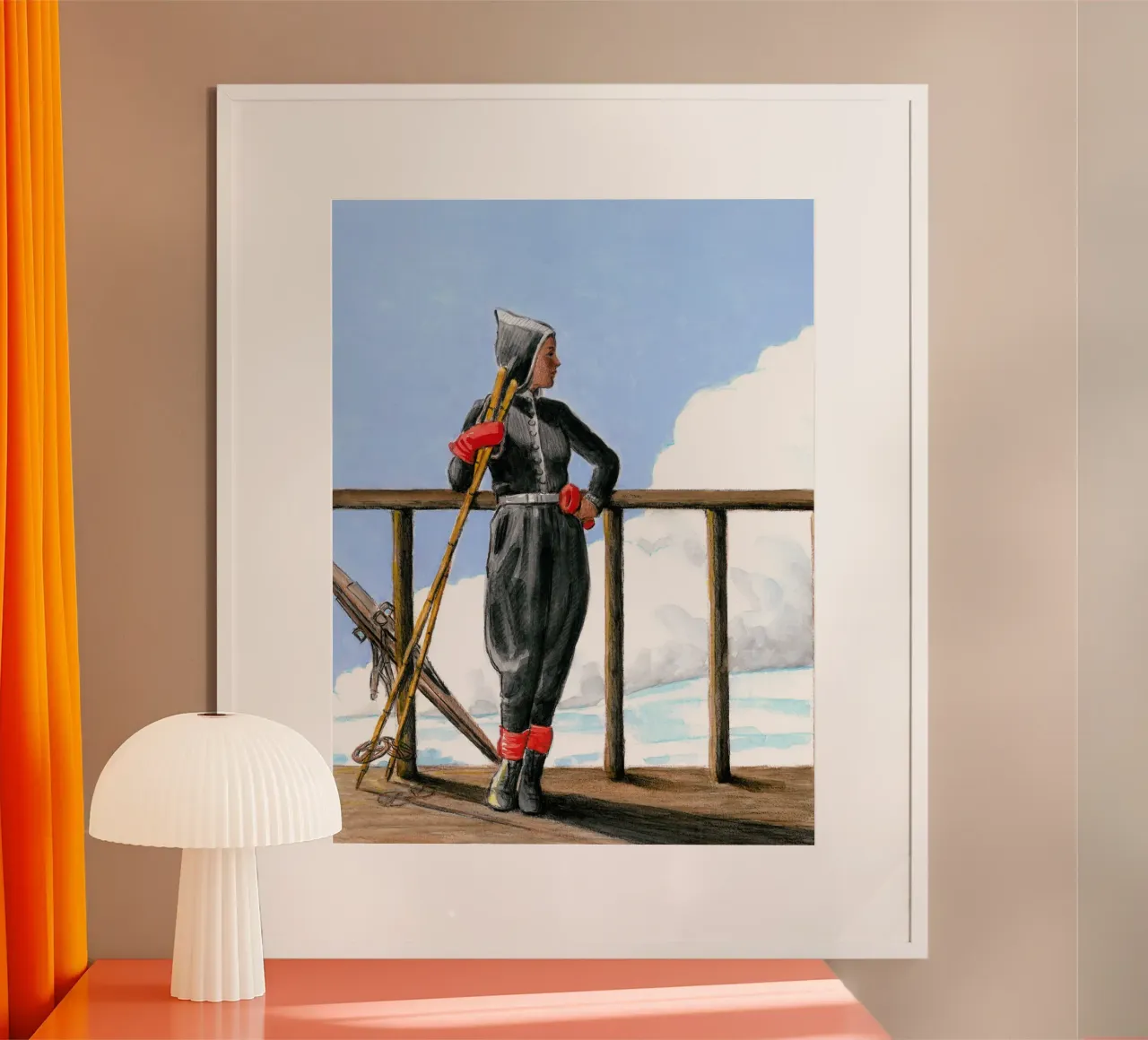 Sciatore con guanti rossi poster da Wallace