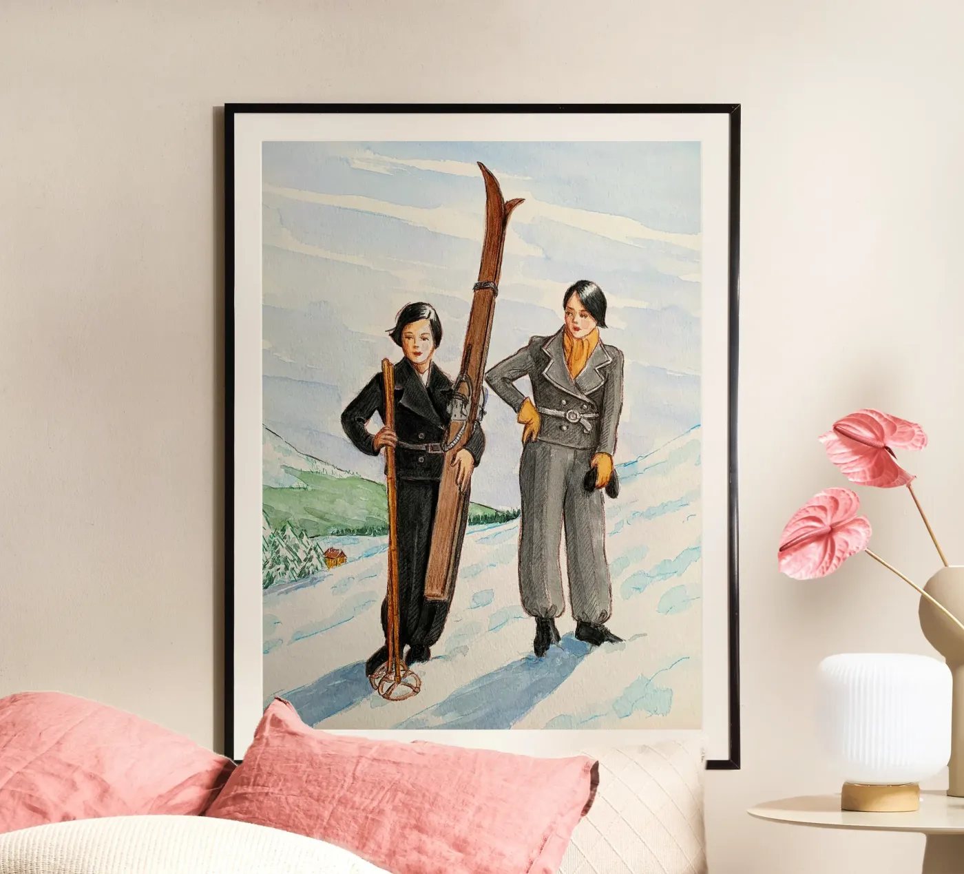 Two Skiers Posing Poster von Wallace