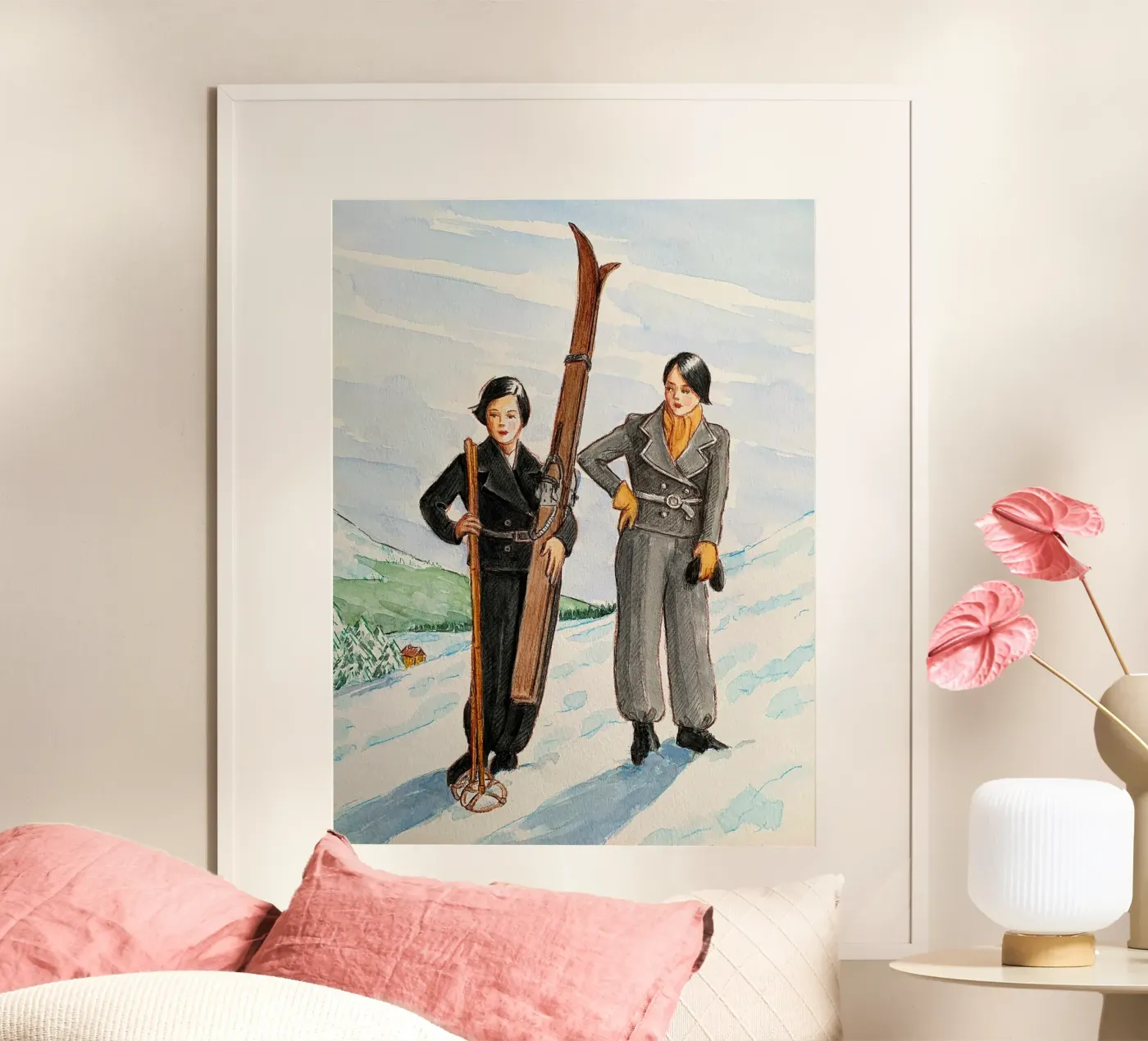 Two Skiers Posing Poster von Wallace