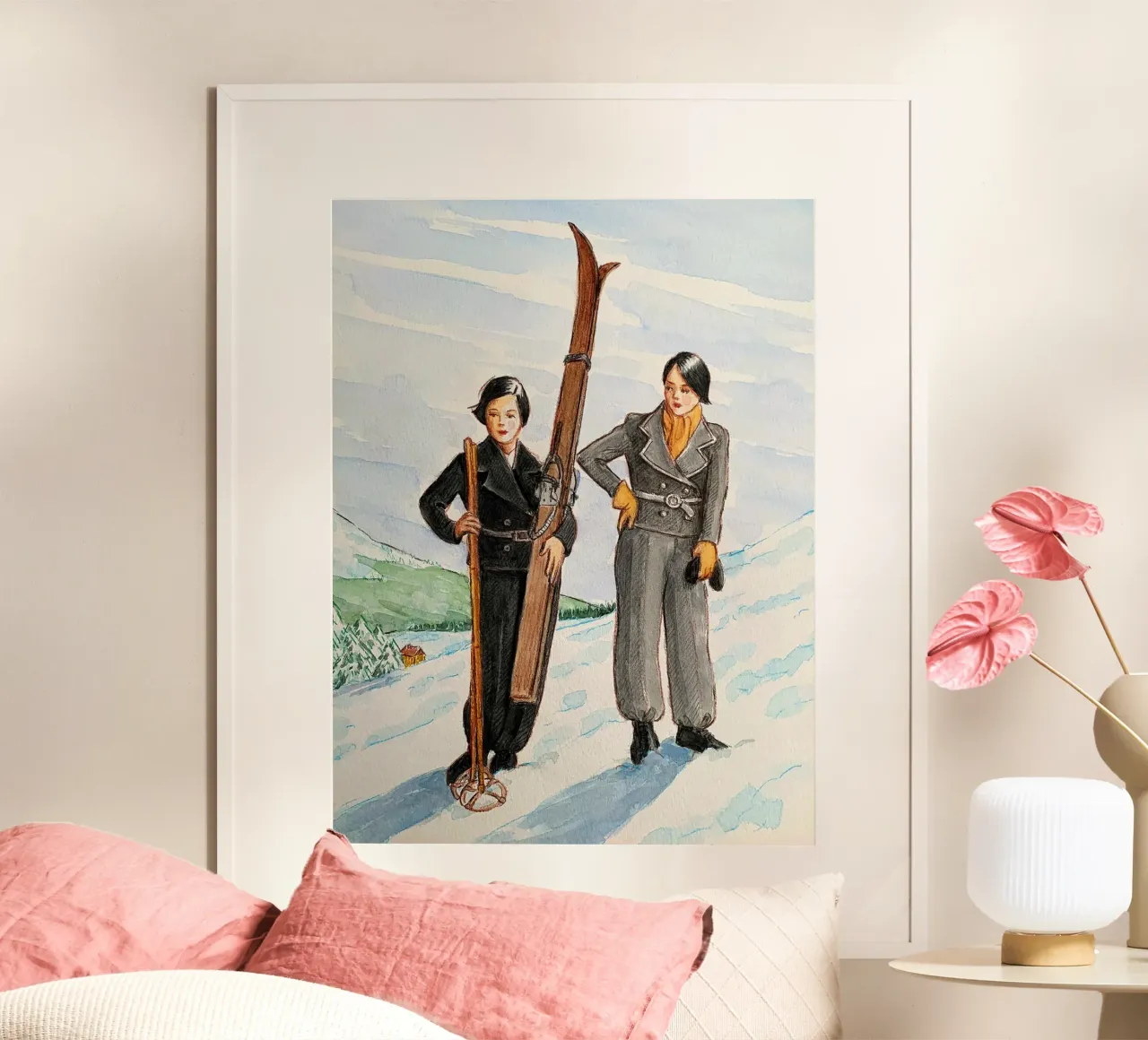 Due sciatori in posa carta hahnemühle da Wallace