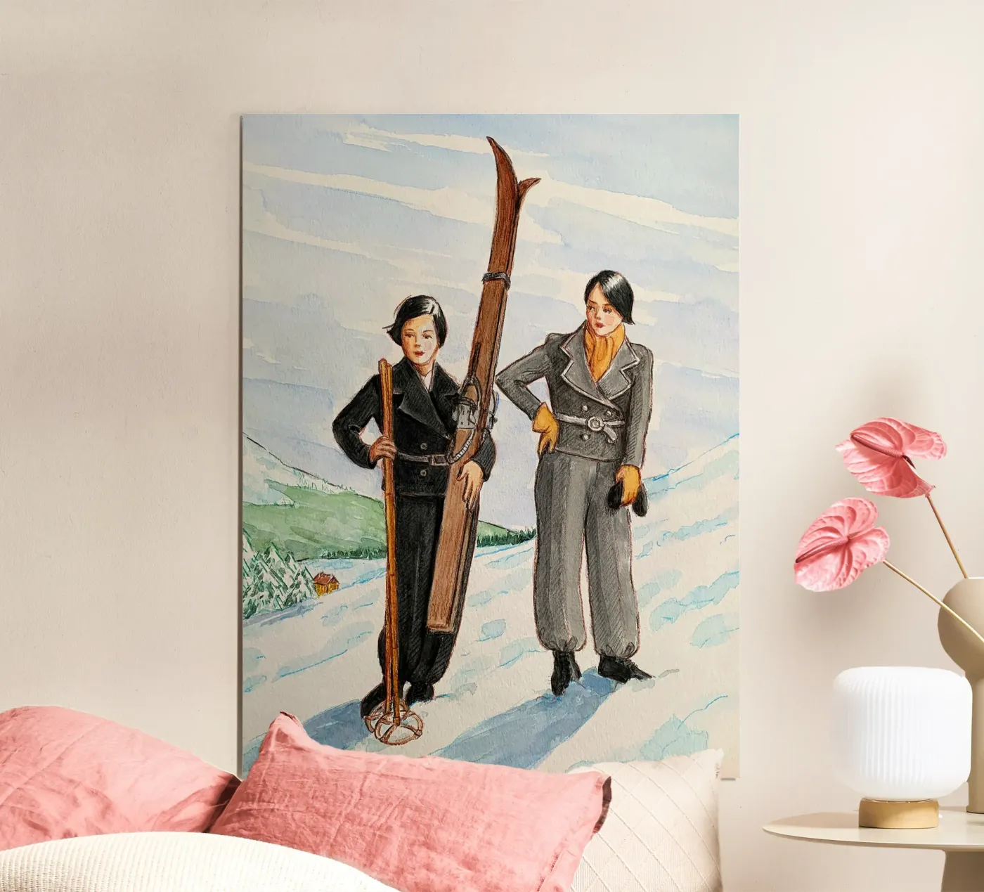 Two Skiers Posing Poster von Wallace