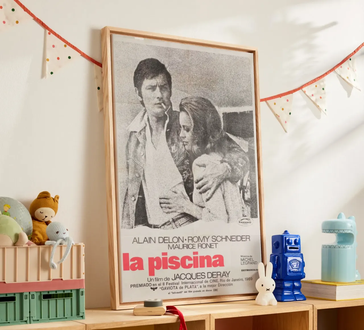 La Piscine Original 1969 Argentine Movie Poster tela con Cornice a cassetta da Queenshop