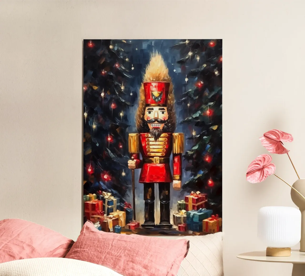 Weihnachts-Nussknacker Poster mit Aluminium Rahmen von Cyberpunk Canvas