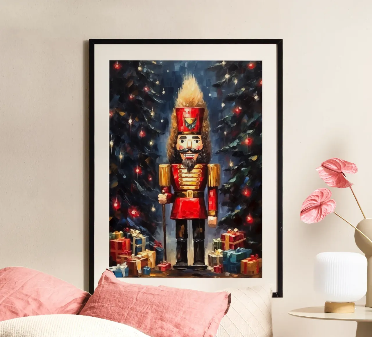 Weihnachts-Nussknacker Poster mit Aluminium Rahmen von Cyberpunk Canvas