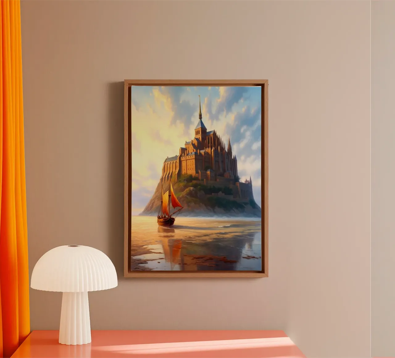 Mont Saint Michel Normandy Frankreich Leinwand mit Schattenfugenrahmen von Cyberpunk Canvas