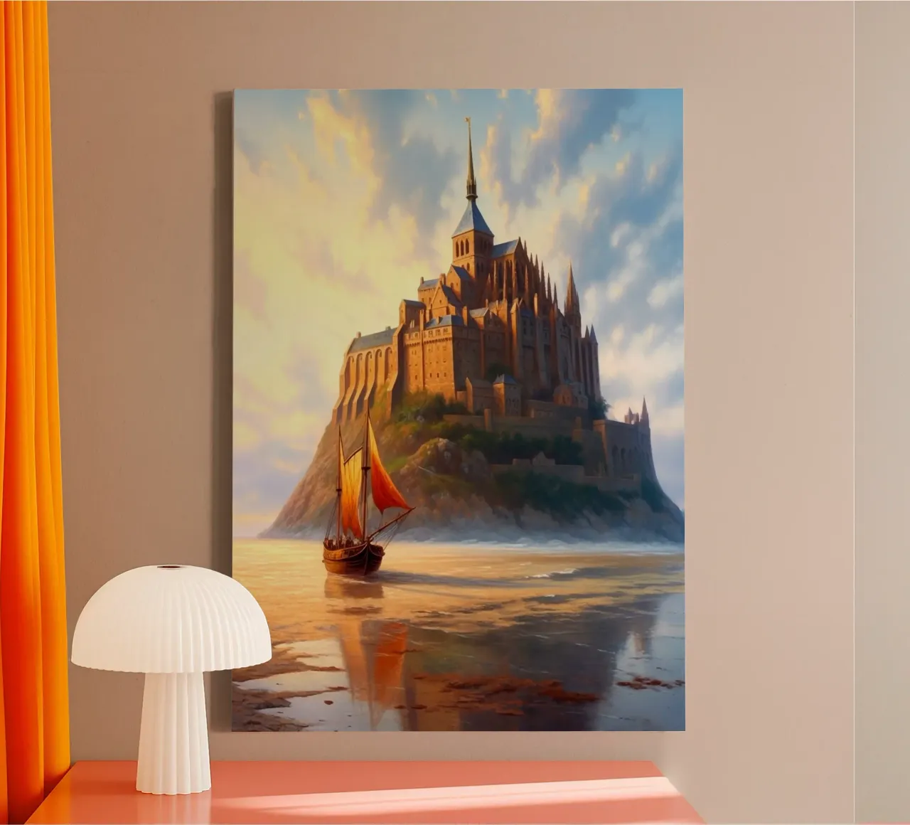 Mont Saint Michel Normandy Frankreich Leinwand mit Schattenfugenrahmen von Cyberpunk Canvas
