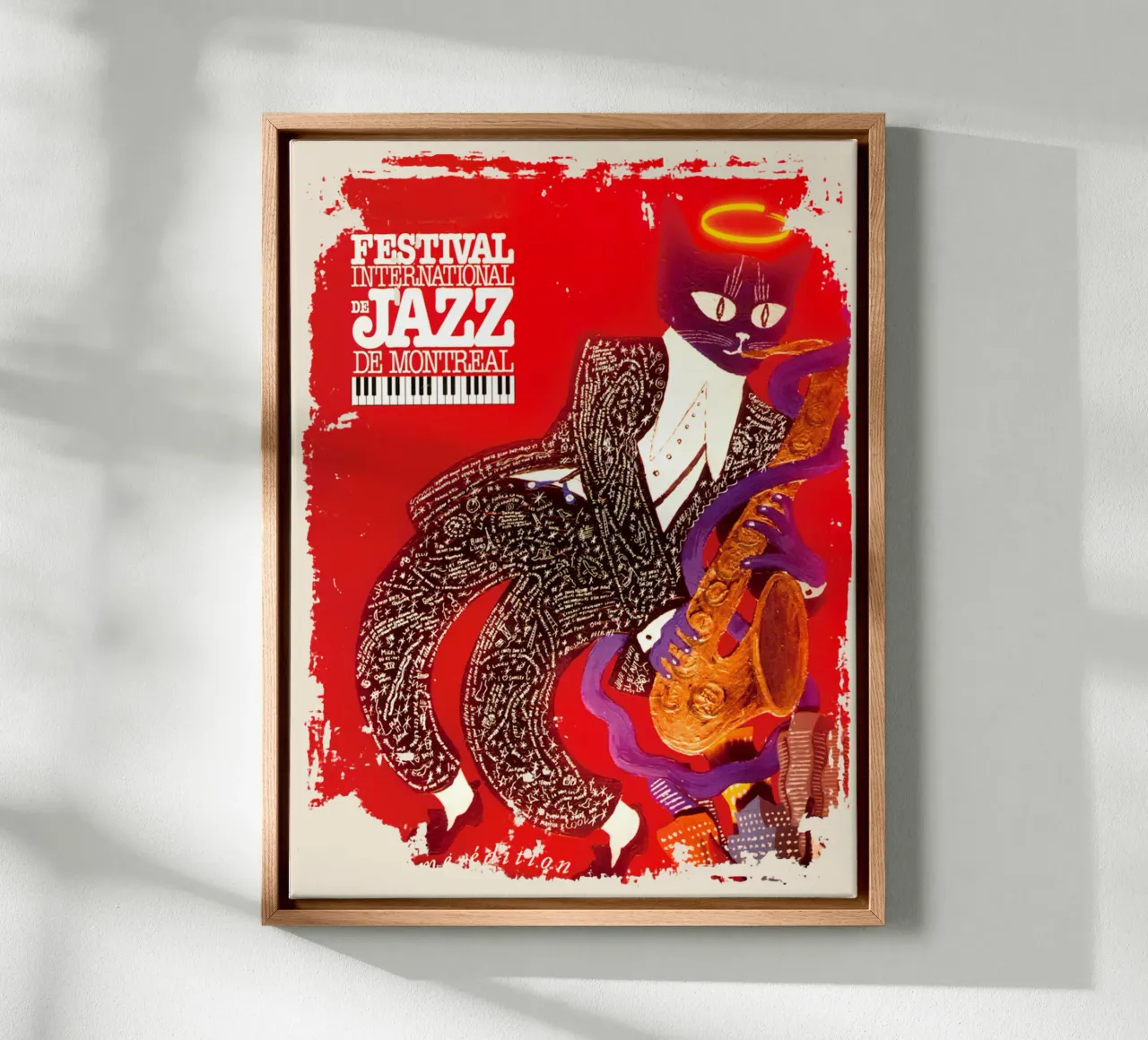Cat In A Suit - Festival Jazz tela con Cornice a cassetta da igoshartwrks
