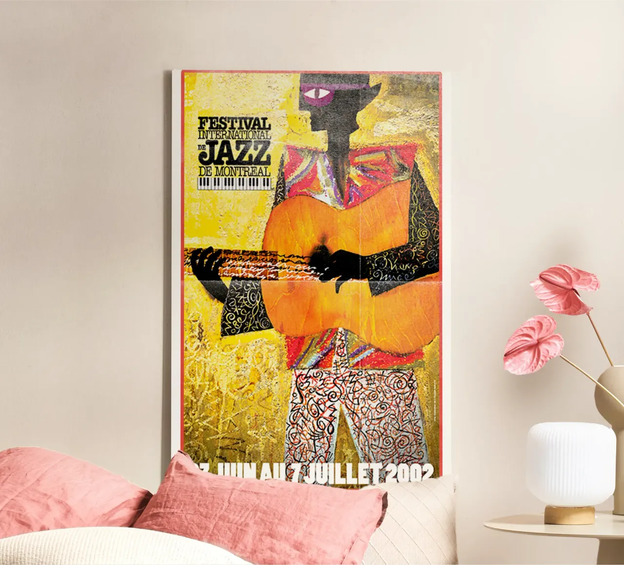 Suonare la chitarra in un festival jazz vintage tela con Cornice a cassetta da igoshartwrks