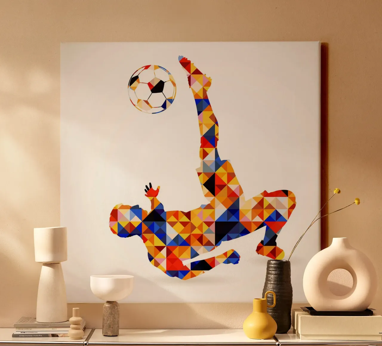 Concepto de fútbol ll lienzo con Marco flotante de Jose Kautz