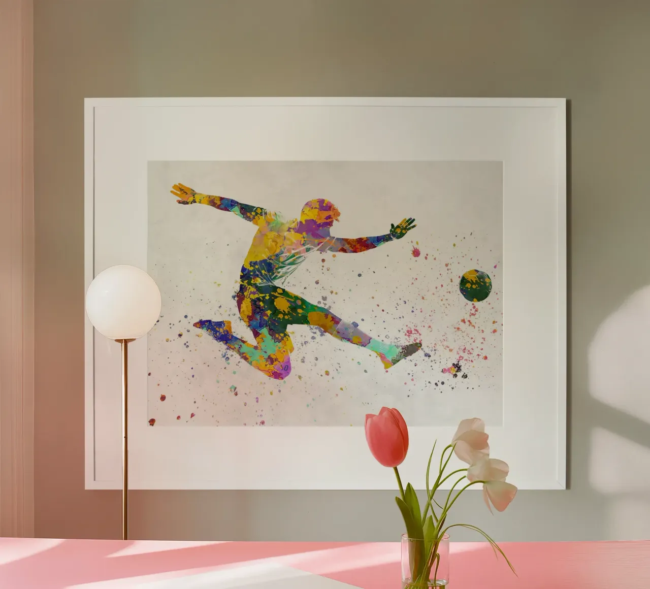 Giocatore di calcio V poster con telaio in alluminio da Jose Kautz