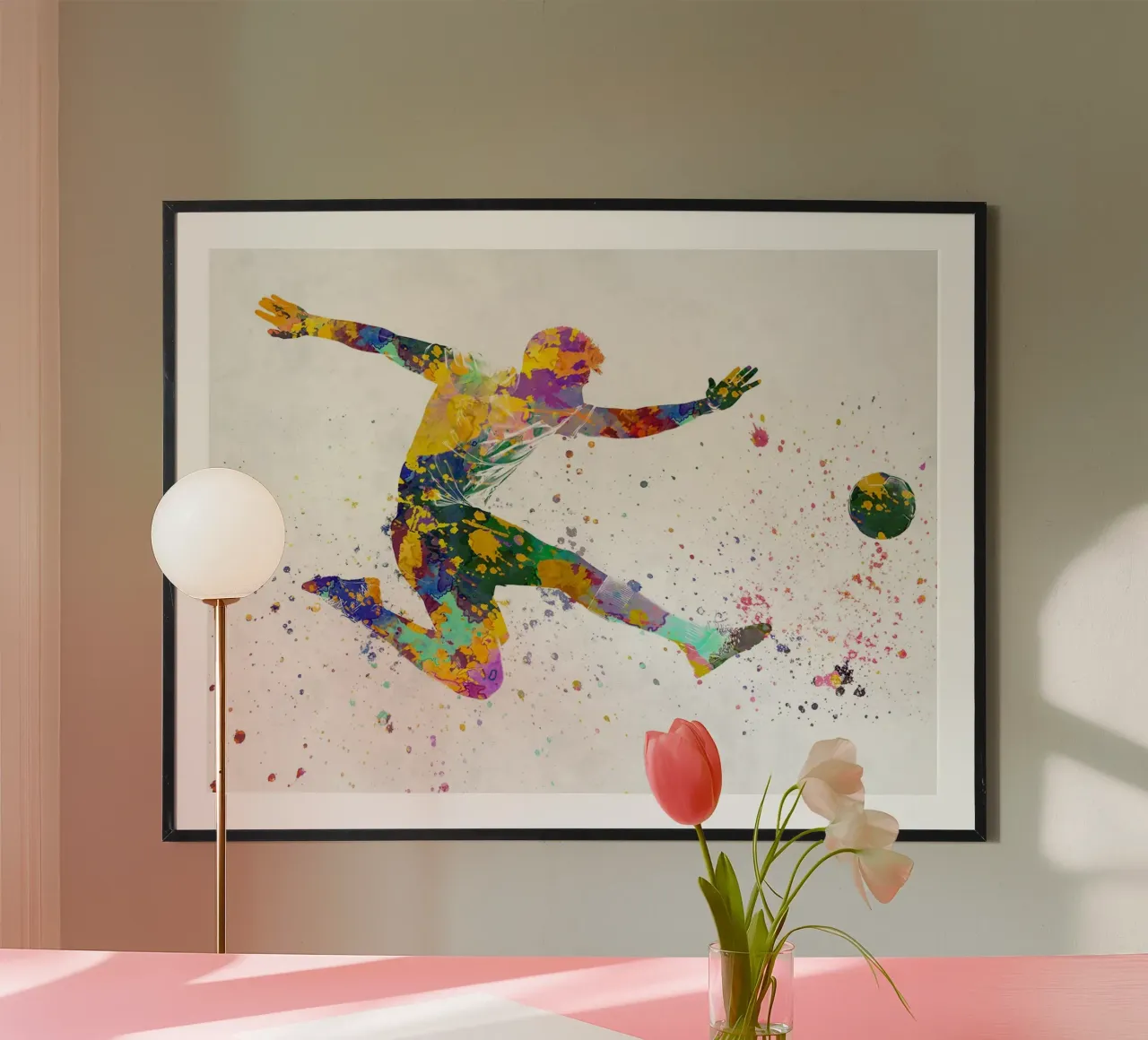 Giocatore di calcio V poster con telaio in alluminio da Jose Kautz